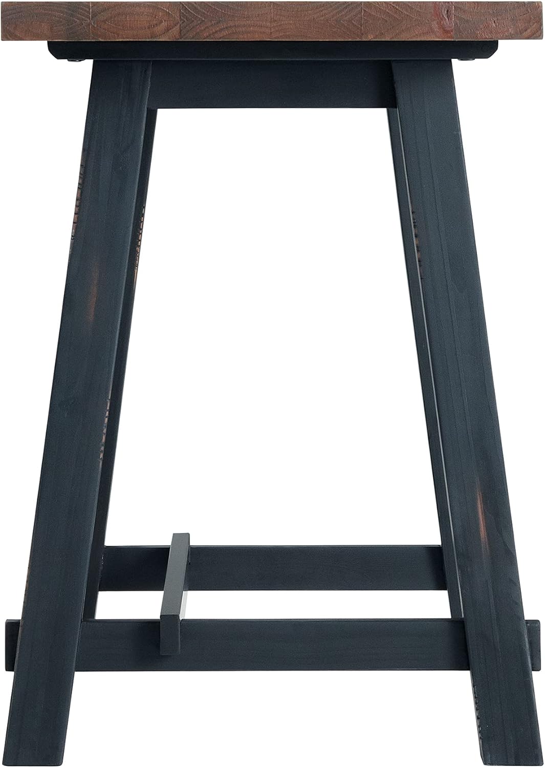 Adam 32 in. Solid Pine Wood Desk, Rustic Industrial Style, Distressed Black Sawhorse Legs, Compact Office Desk, Natural Wood Characteristics, 32 in. W x 21 in. D x 30 in. H, Ideal for Home Office