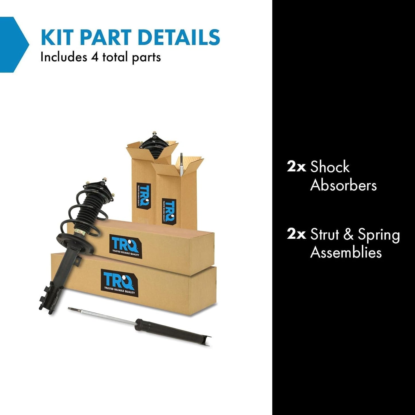 TRQ Complete Strut Assembly & Shock Absorber Kit Complete Strut & Coil Spring Assembly Compatible with 2011 Hyundai Sonata