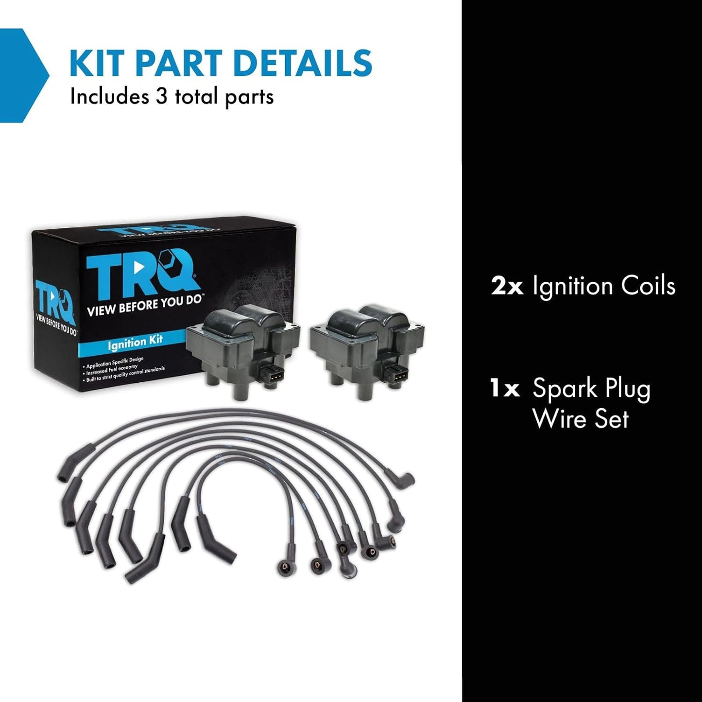 TRQ Ignition Kit Ignition Coil Spark Plugs Wire Set Compatible with 1999-2004 Land Rover Discovery 1999-2002 Range Rover