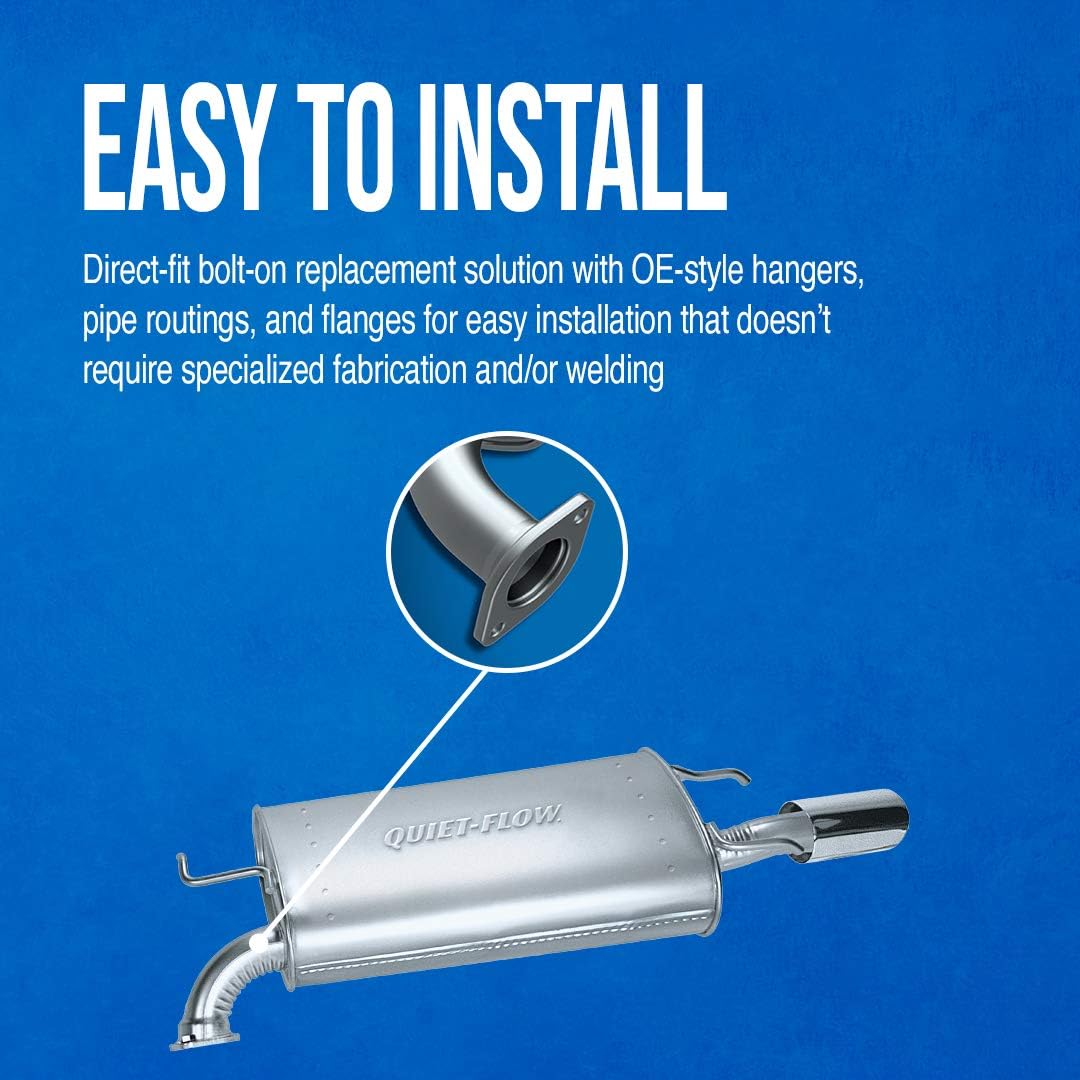 Walker Quiet-Flow SS 55529 Direct Fit Exhaust Muffler Assembly 2" Inlet (ID) 2.25" Outlet (OD) for Nissan Pathfinder