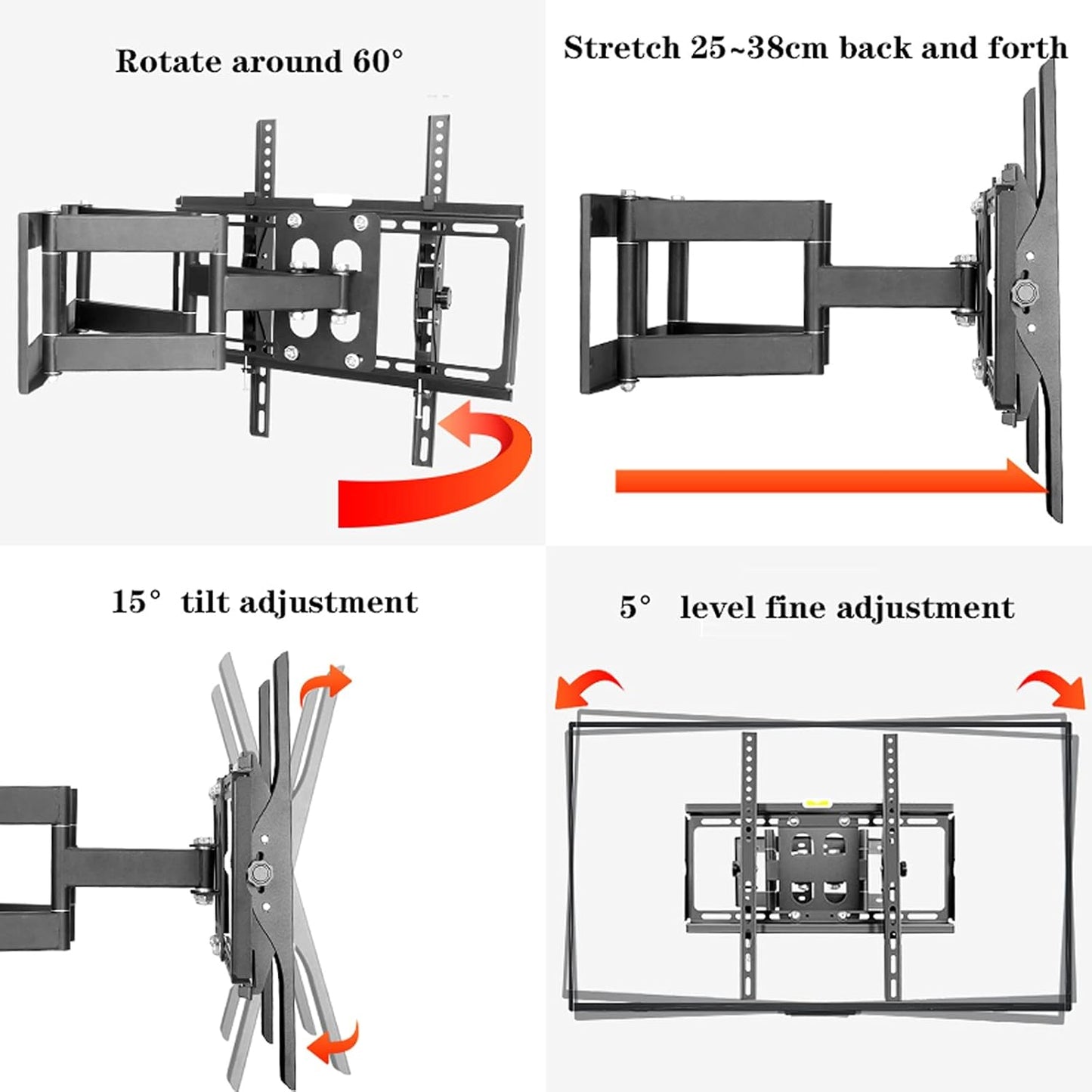 Tv Monitor Holder Rack Six-Arm Corner Tv Bracket Full Motion Wall Mount Extension Swivel Tilt Tv Bracket with Dual Base Fits Most 32 to 70 Inch Flat Screen Tv,L,