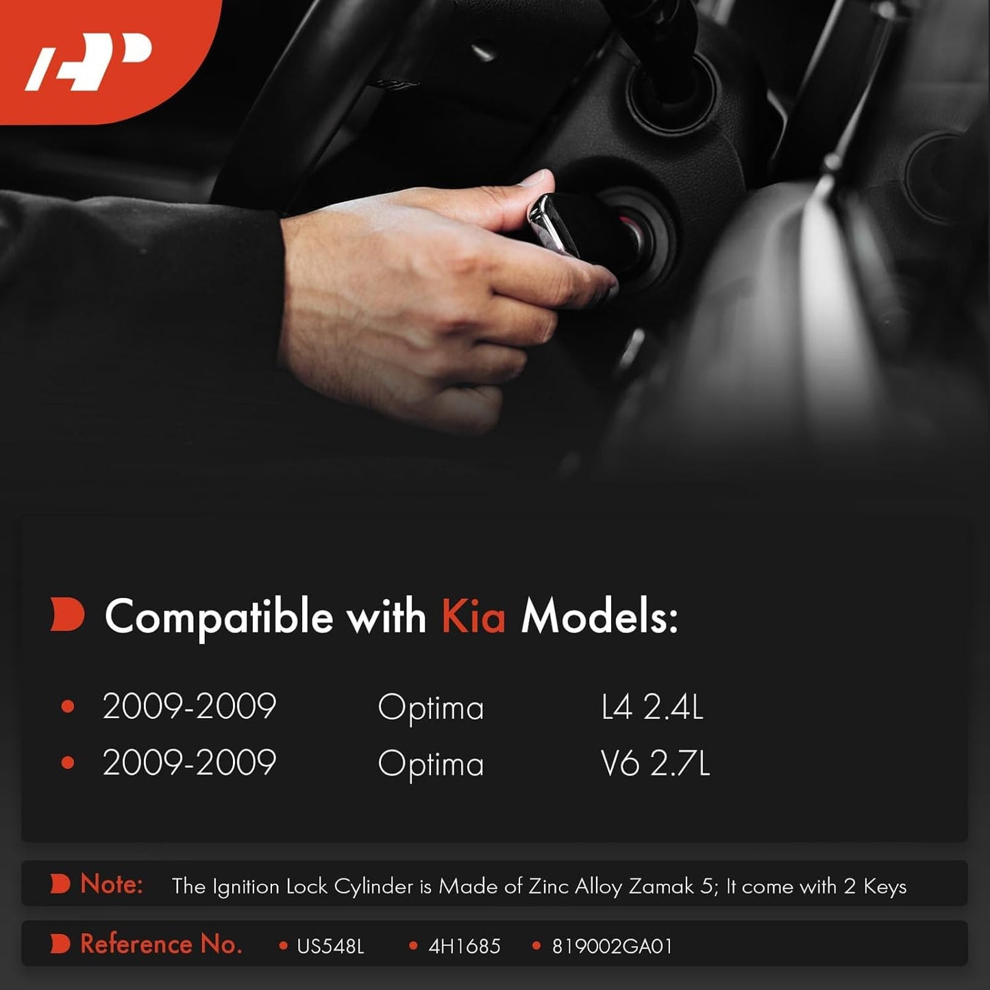 A-Premium Ignition Lock Cylinder with 2 keys Compatible with Kia Vehicles - Optima 2009