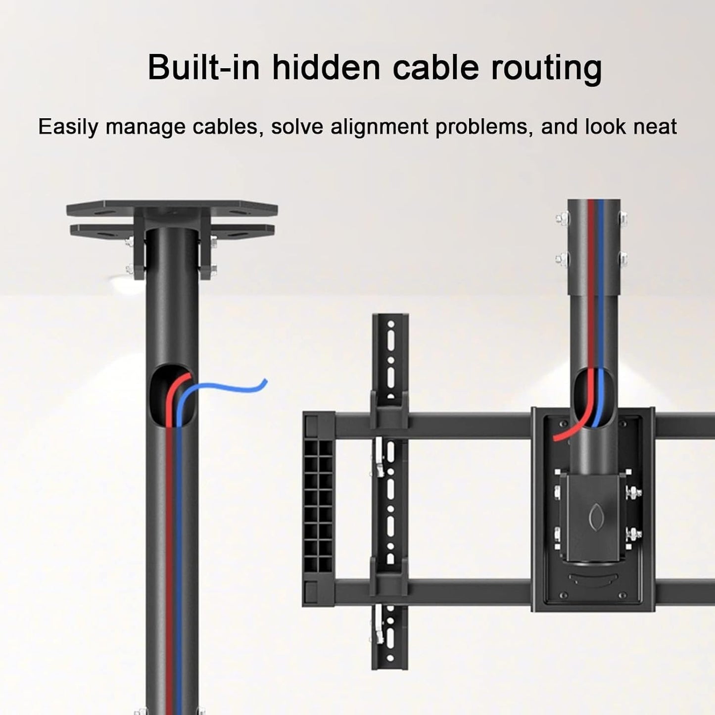 Adjustable Height Ceiling TV Mount Bracket, 39-85 Inch LCD Flat TV, 360° Rotation, Metal Expansion Screw Fixing, Wall & Ceiling Mount