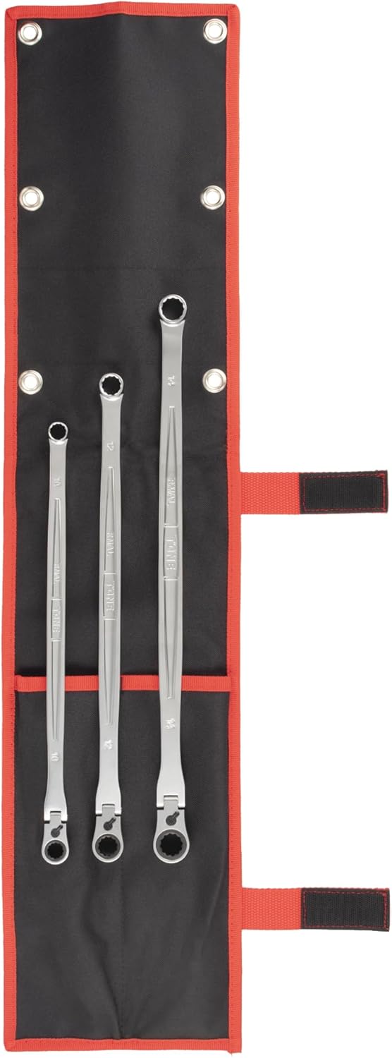 TONE Ratchet Ring Wrench Long Flex Head Set RMA400L Black 4-Piece