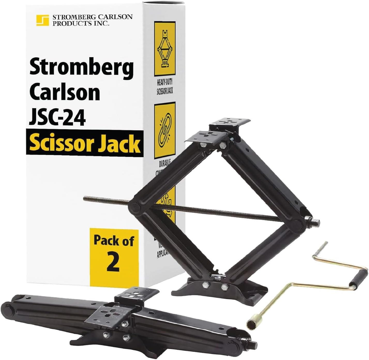 Stromberg Carlson JSC-24 Scissor Jack - 24" Scissor Stabilizer Jack for RV - Trailer Jack - Heavy Duty Scissor Jack Lifts and Levels 5000 lbs - 1 Pack Jack only