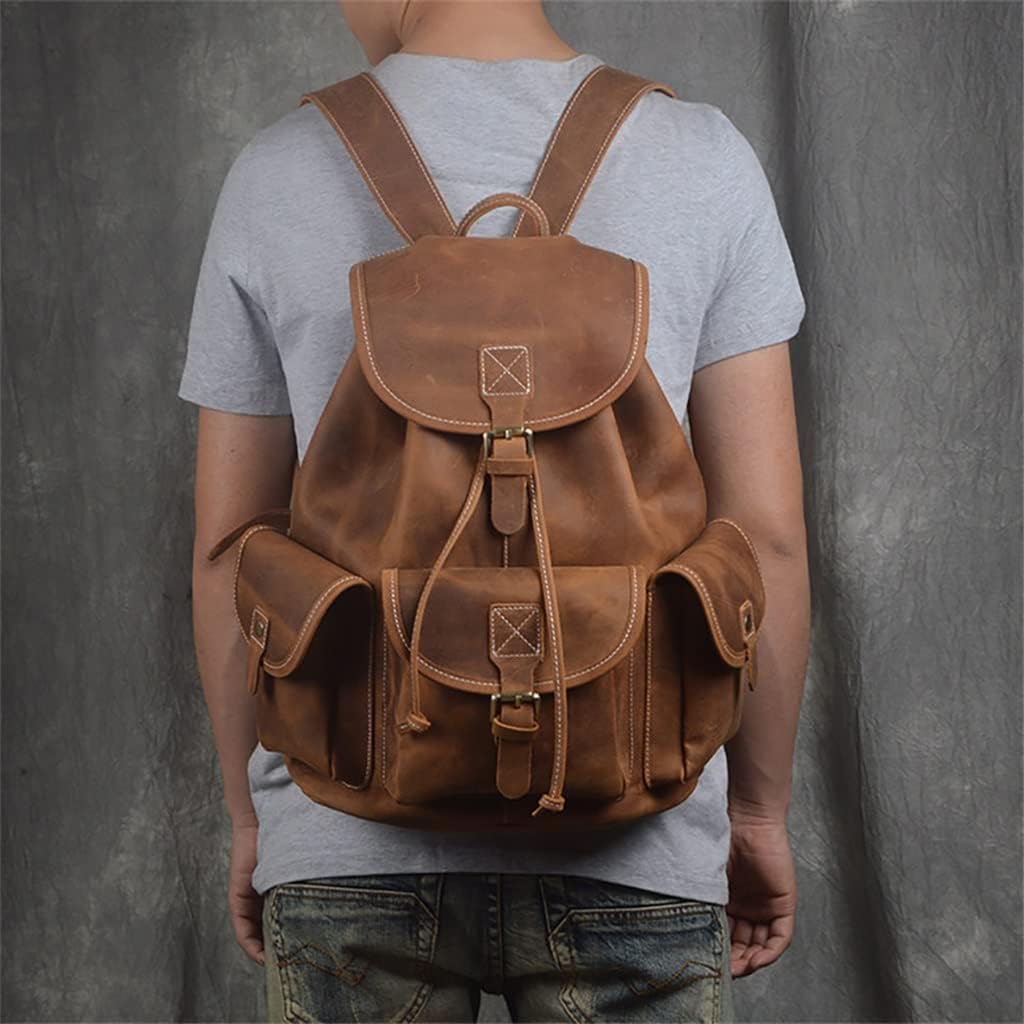 Vintage Backpack For Men Genuine Leather Bags Laptop Backpack Bag