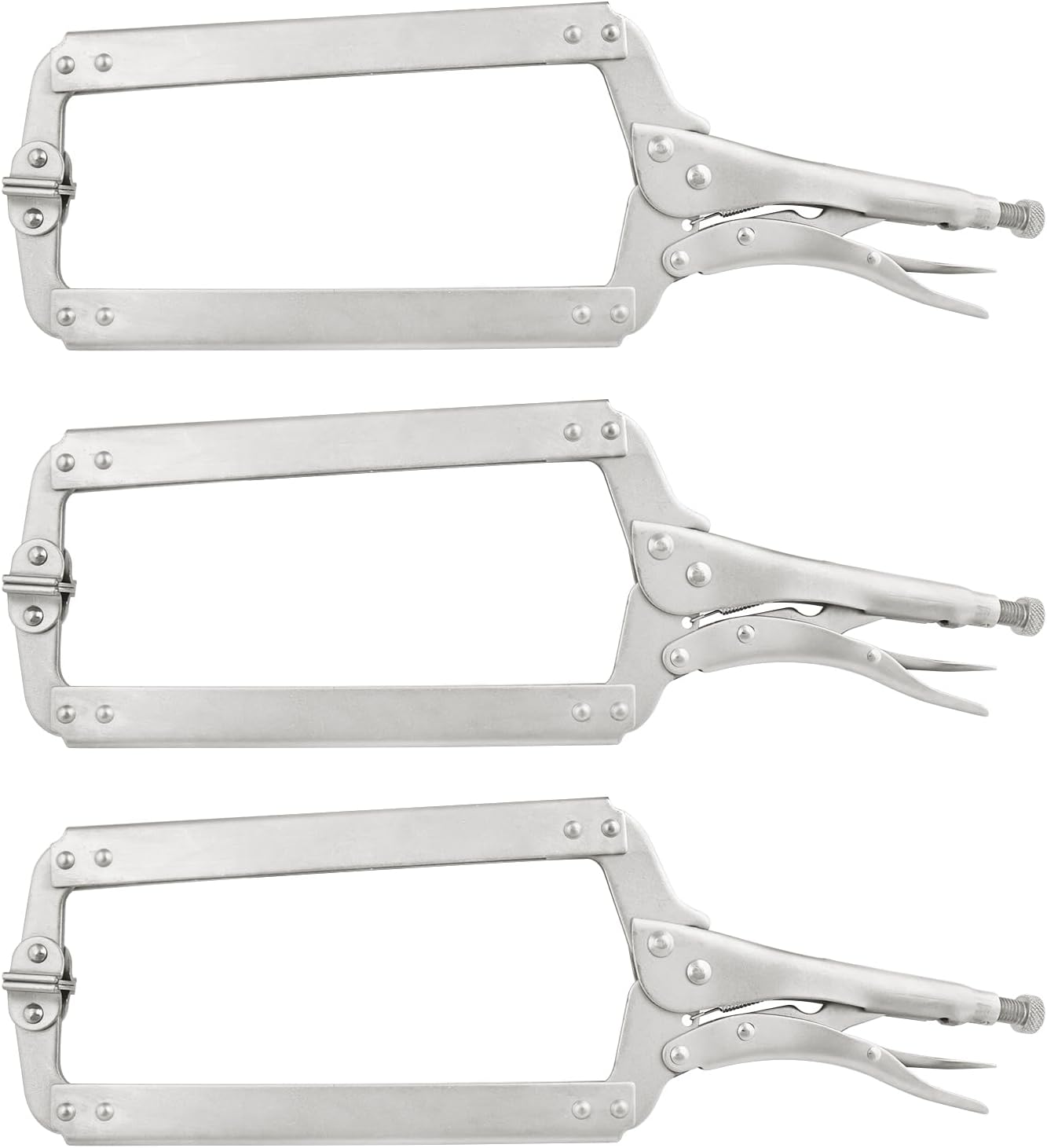 4 Pack 18 Inch C Clamp Locking Pliers,Locking C Clamp, Adjustable Nickel Plated C Pliers For Wood Working, Welding, Electrician Maintenance and more, by GENHAKON