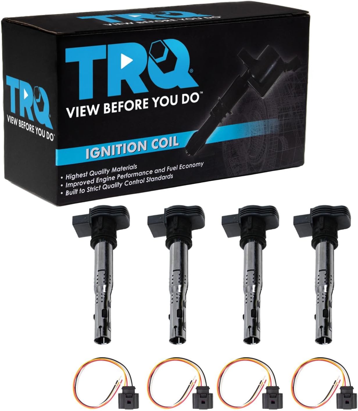 TRQ Ignition Coil Set Compatible with 05-16 Audi 06-17 Volkswagen