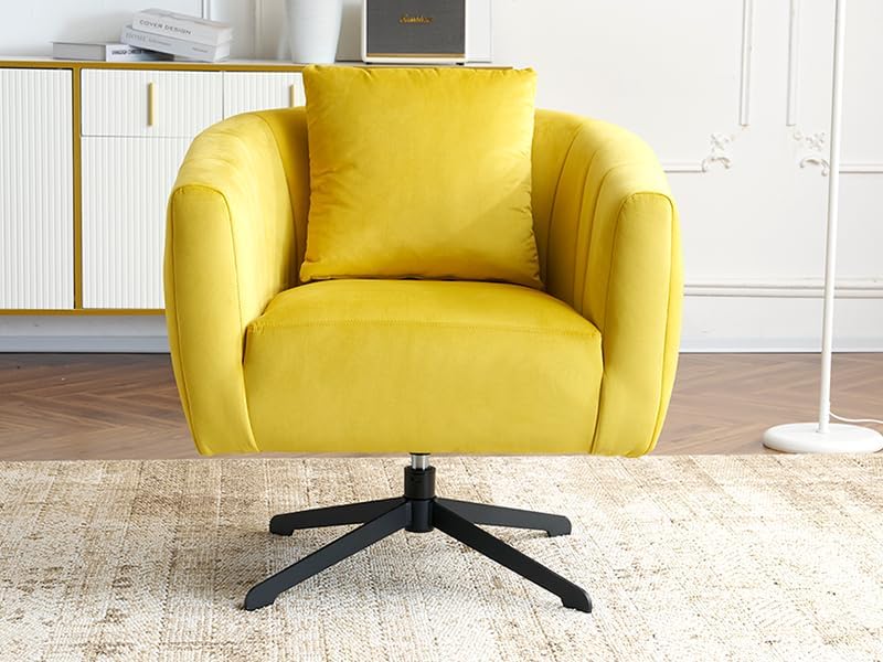 360°Swivel Accent Chair Set of 2, Modern Velvet Fabric Living Room Armchair,Reading Chair with Comfy Upholstered Fluffy Cushions & Metal Legs, Barrel Chairs for Bedroom/Lounge/Office,Grey