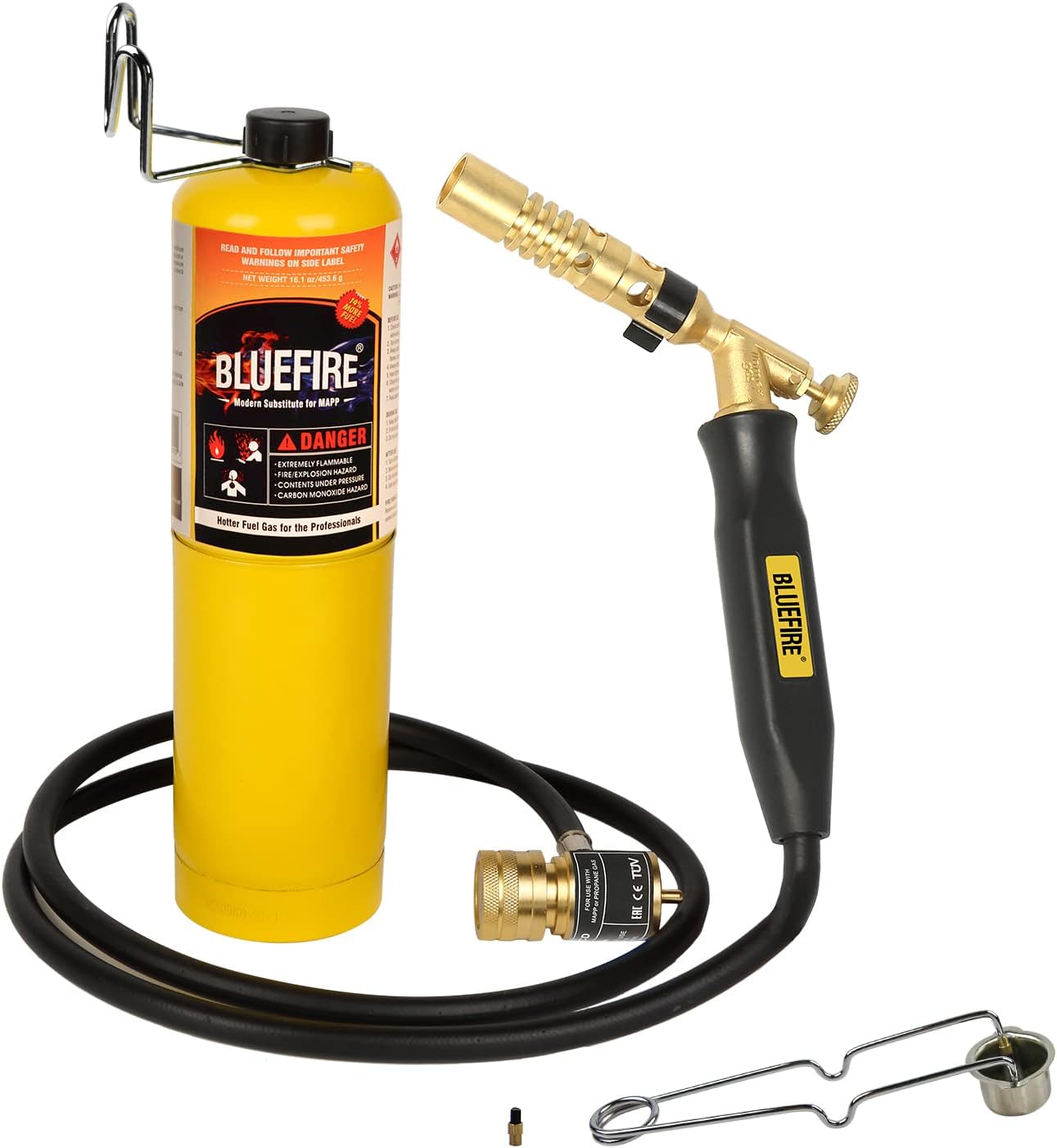 BLUEFIRE MRAS-8210 Jumbo Turbo Flame 5' Hose Propane Gas Welding Torch Kit with MAPP Gas Great High Intensity Nozzle Head Fuel by MAP Pro for Soldering Brazing Large Diameter Copper Pipe