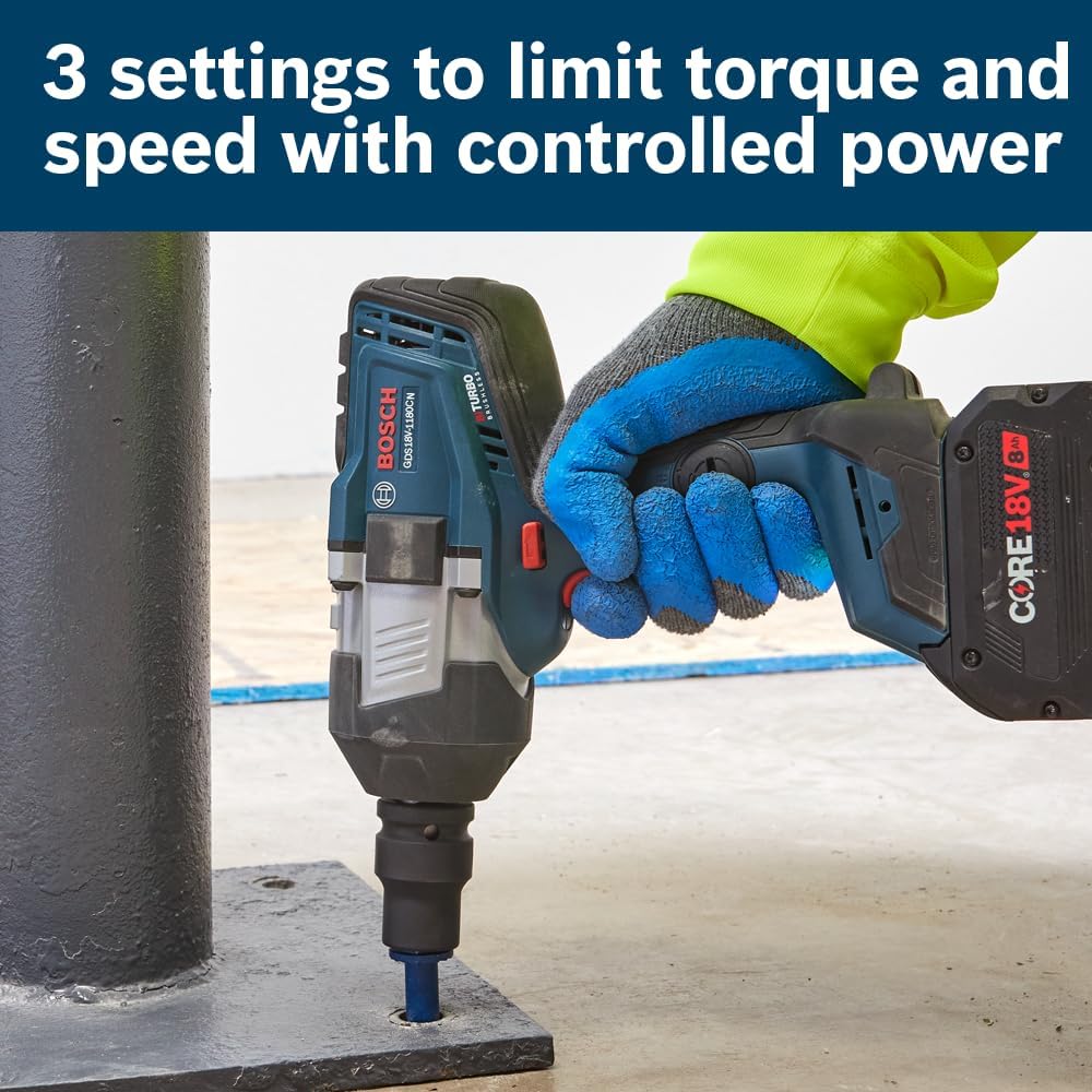 BOSCH GDS18V-1180CN PROFACTOR 18V Connected-Ready 3/4 In. Impact Wrench with Friction Ring and Thru-Hole (Bare Tool)