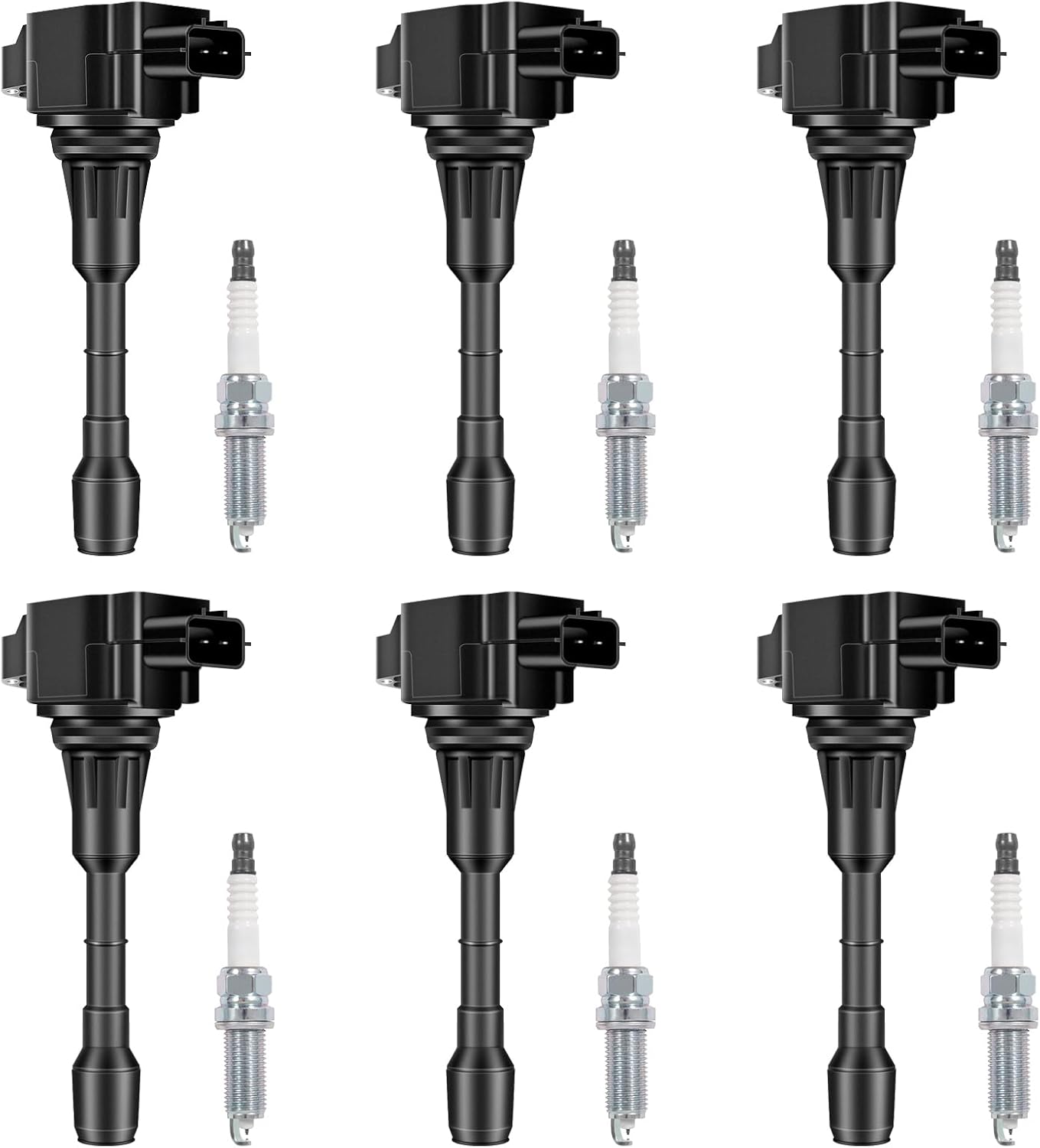 Set of 6 Ignition Coil Packs and Iridium Spark Plug Compatible with Nissan Infiniti Quest Maxima Pathfinder Murano Altima QX60 FX35 Q50 3.5L V6 Replace# UF550, 22448-JA10C, C1670