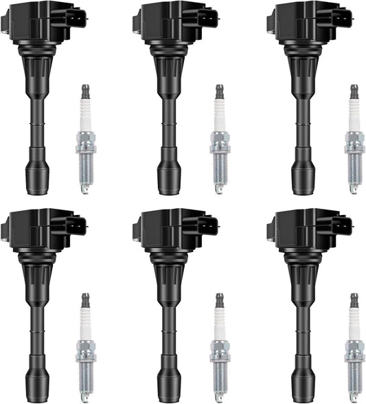 Set of 6 Ignition Coil Packs and Iridium Spark Plug Compatible with Nissan Infiniti Quest Maxima Pathfinder Murano Altima QX60 FX35 Q50 3.5L V6 Replace# UF550, 22448-JA10C, C1670