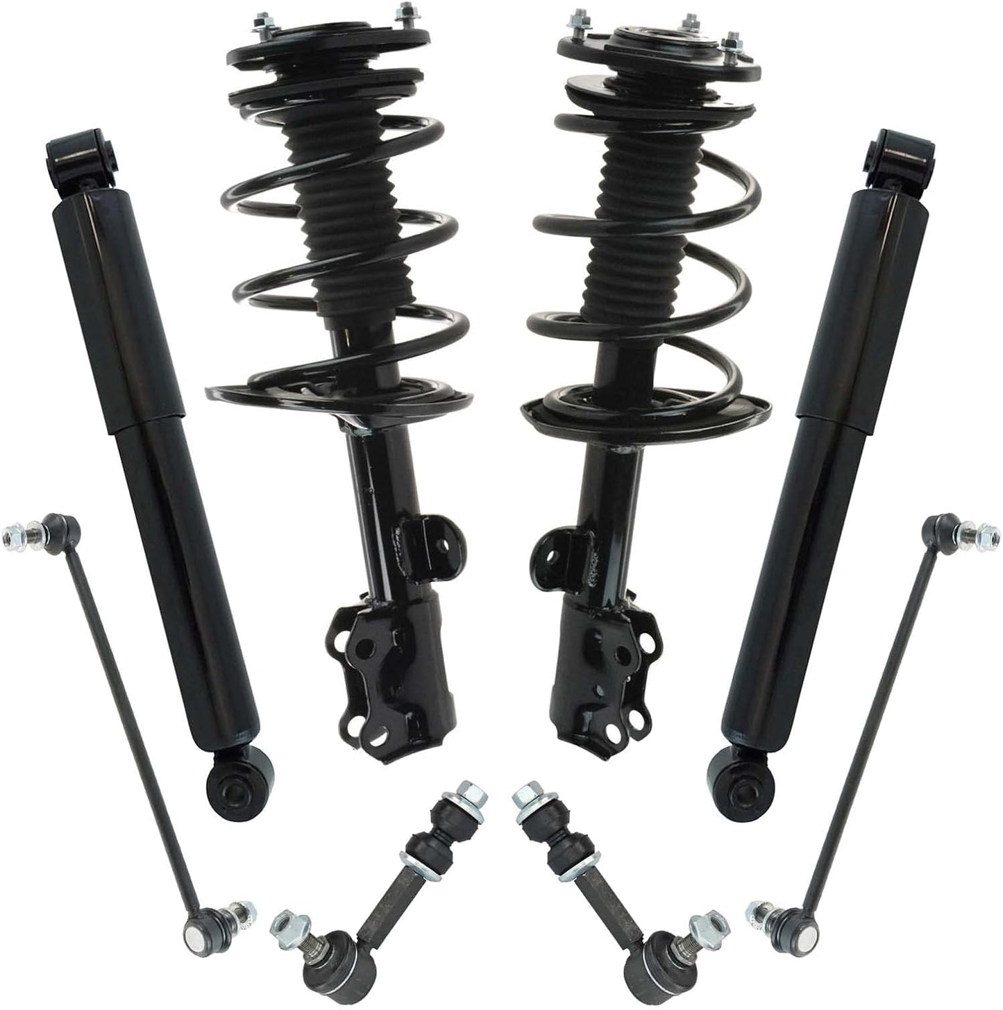 TRQ Front and Rear Suspension Kit Complete Strut & Coil Spring Assembly Shock Absorber Sway Bar Stabilizer Link Compatible with 06-13 BMW