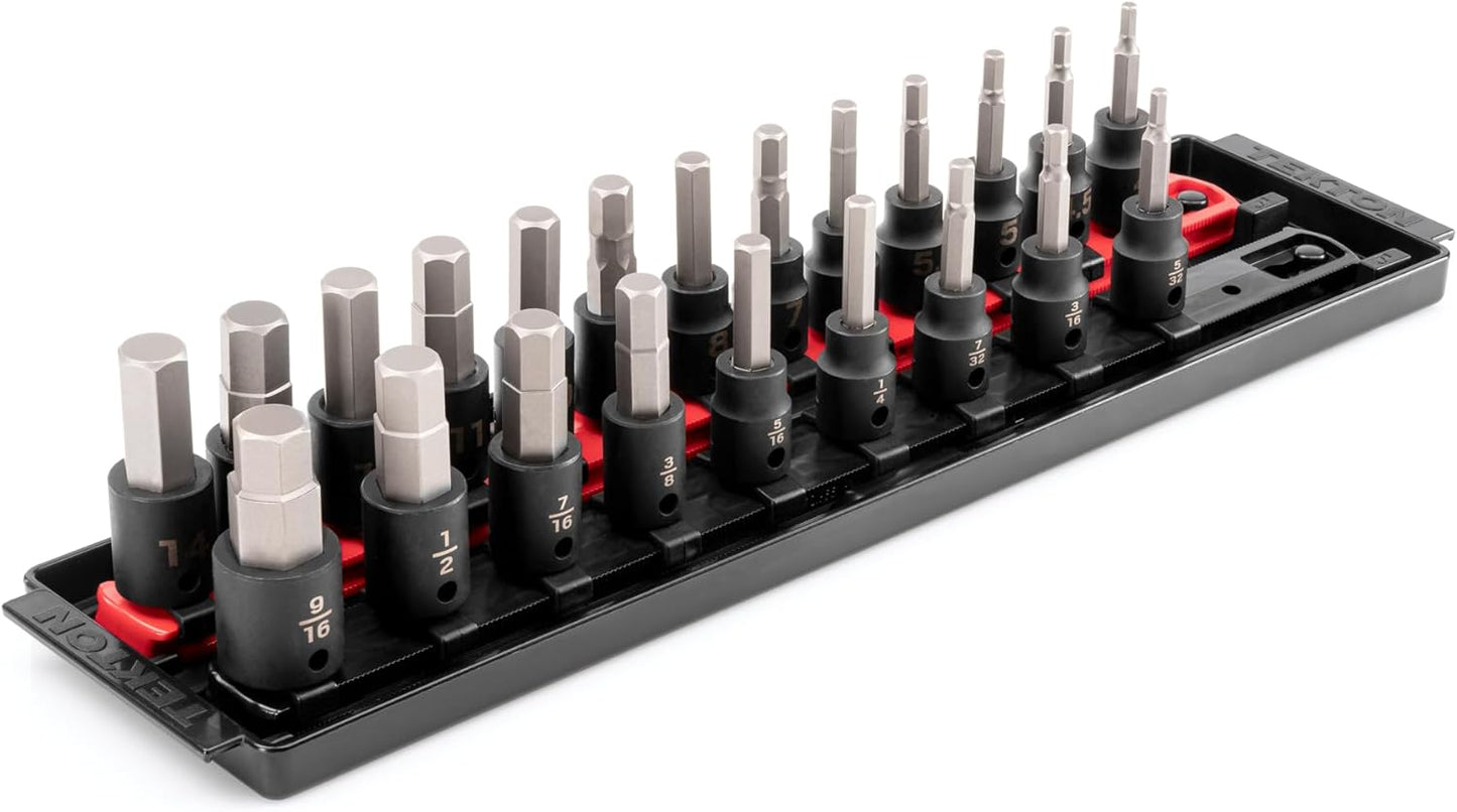TEKTON 3/8 Inch Drive Hex Impact Bit Socket Set with Rail, 13-Piece (4-14 mm) | SIB91102