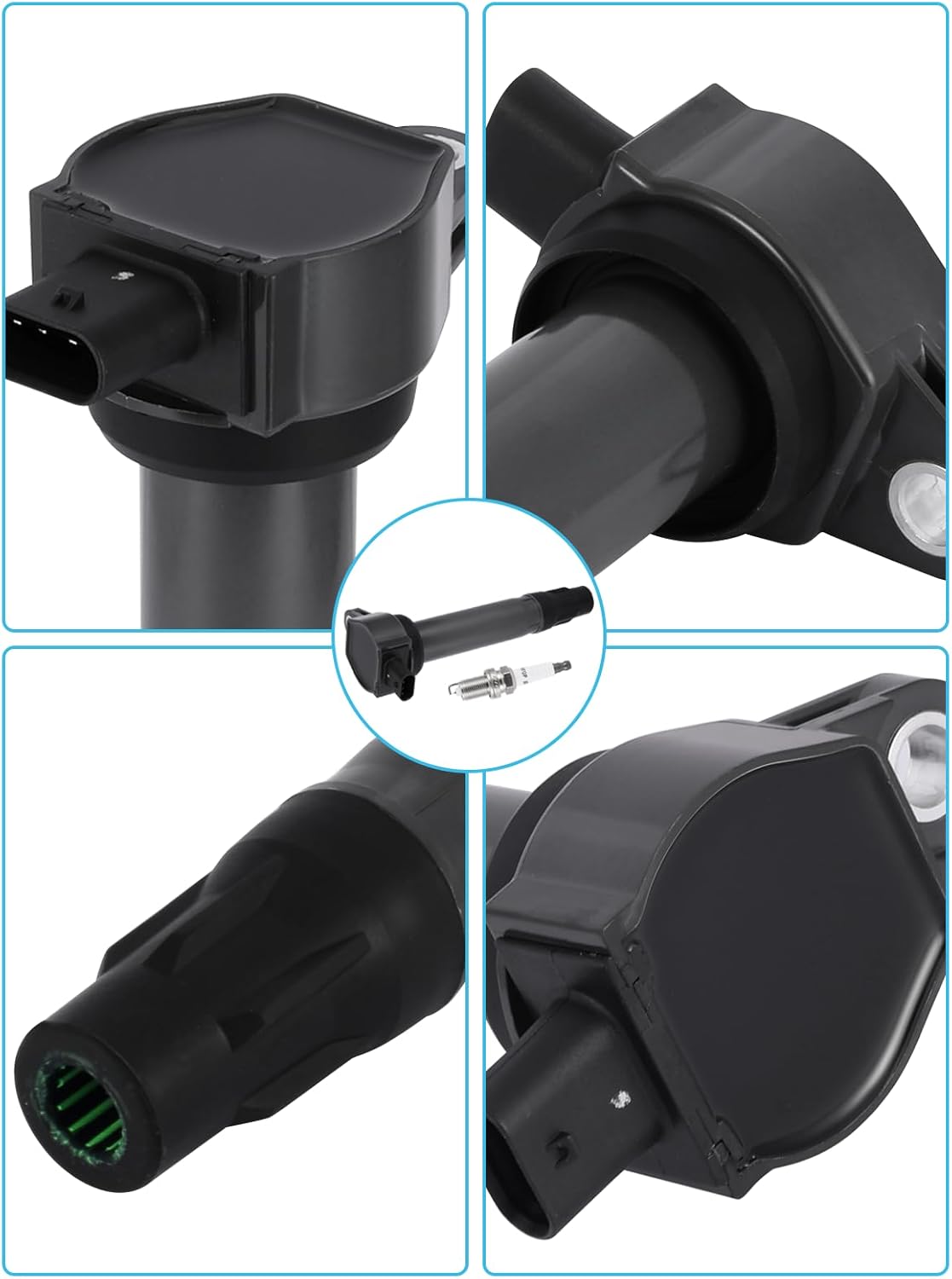 UF557 Ignition Coil Pack Iridium Spark Plugs 4 PCS (2.0L 2.4L) For Jeep Compass Patriot,For Dodge Avenger Caliber Journey,For Chrysler 200 Cirrus Sebring,Replace # GN10346 5C1644 4606824AB