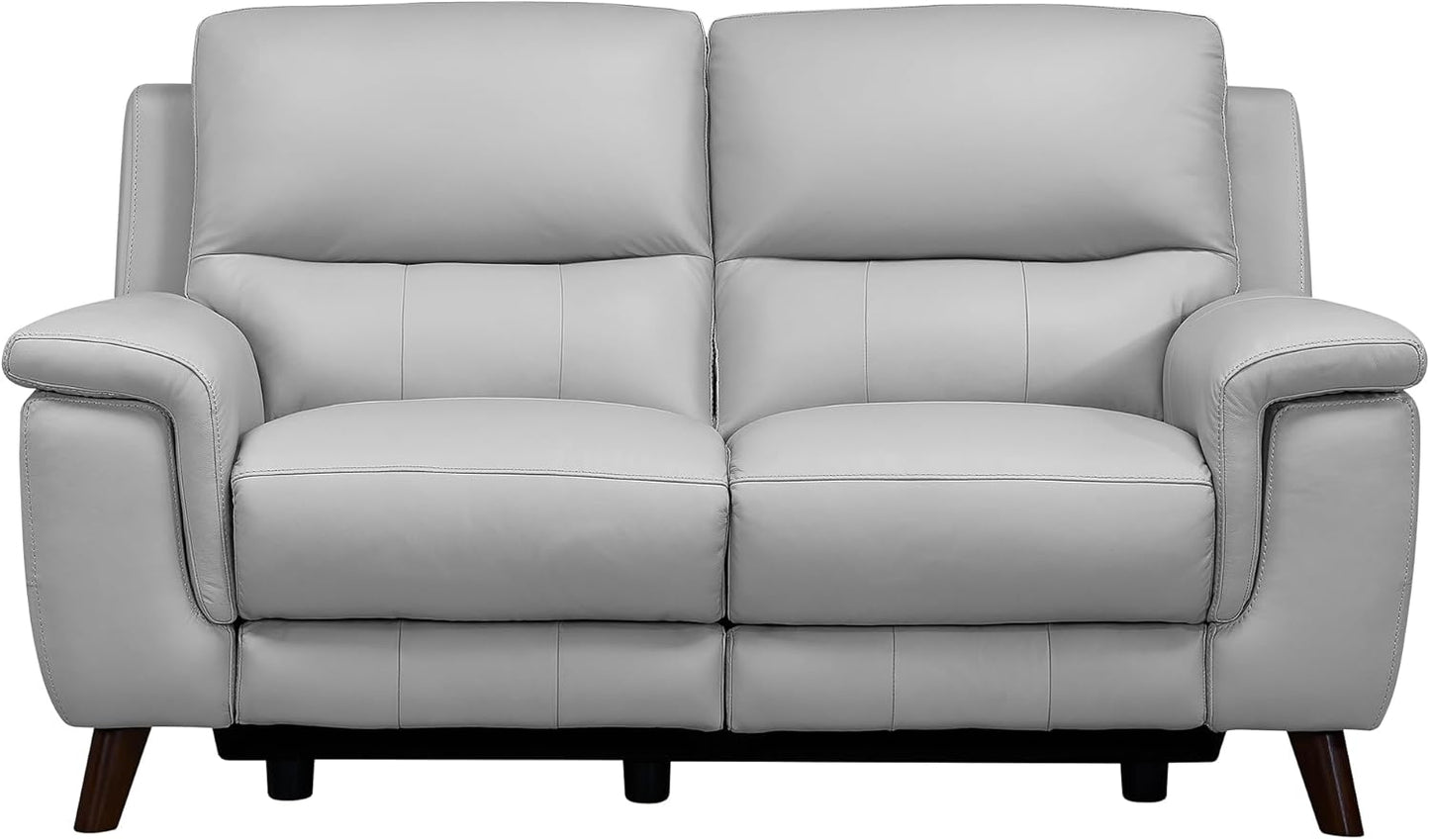 Armen Living Lizette Contemporary Top Grain Leather Power Reclining Living Room Accent Chair, Dove Grey