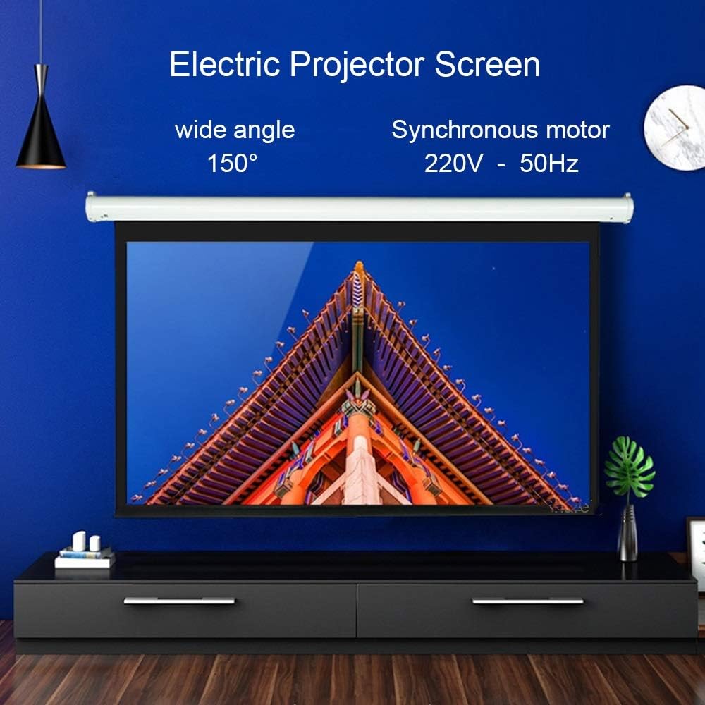 100" Motorized Electric Projector Screen 16:9 4K 3D Ready Wall Mounted with 12V Trigger Remote for Home Theater