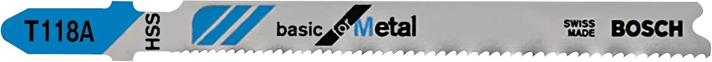 Bosch T318A100 100-Piece 5-1/4 In. 24 TPI Basic for Metal T-Shank Jig Saw Blades