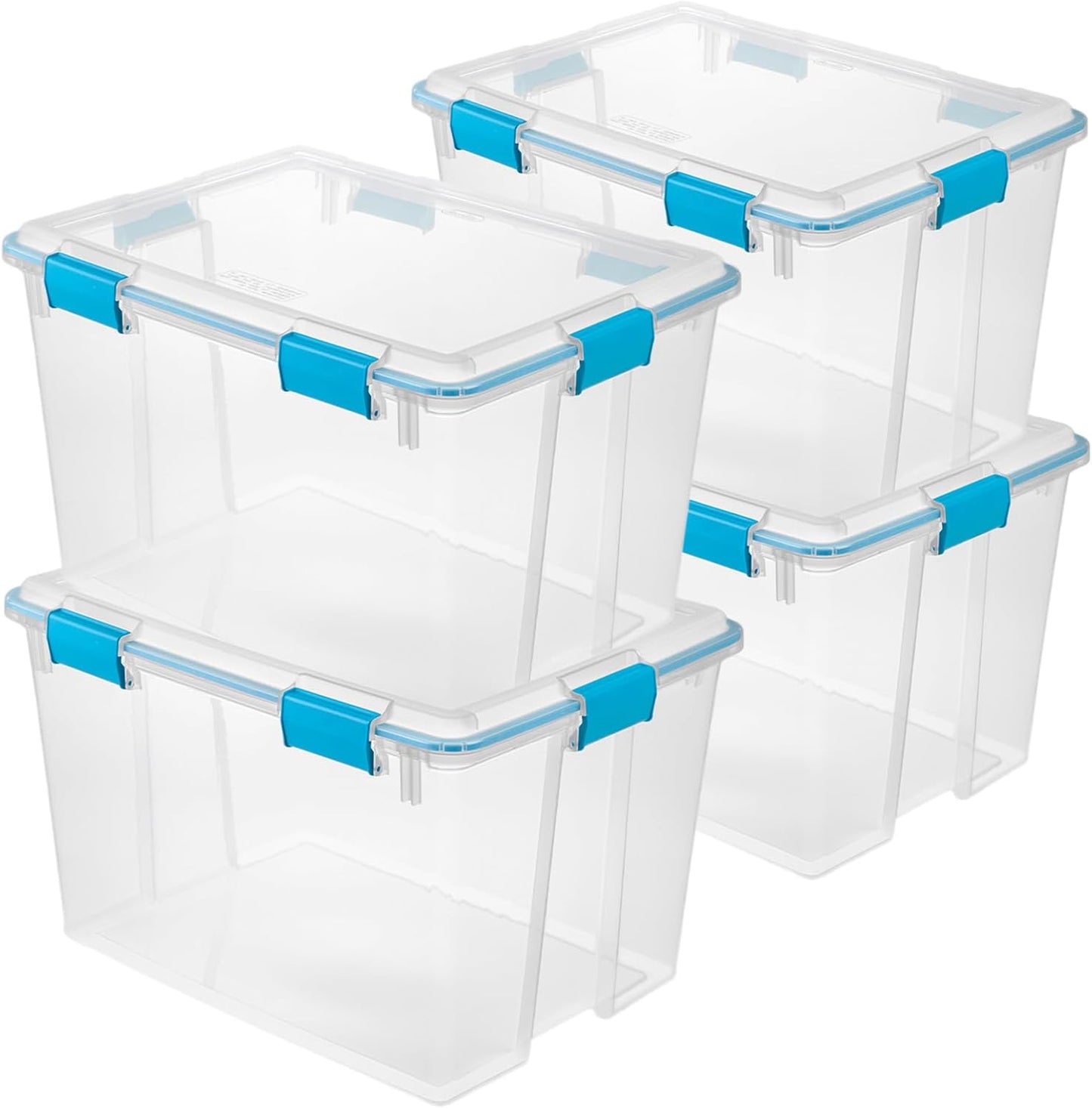 Sterilite 12-Pack Gasket Box, Weather-Resistant Storage Bins with Latching Lids, 54 Quart - Heavy-Duty Organizing Containers for Closet, Bathroom, and Office