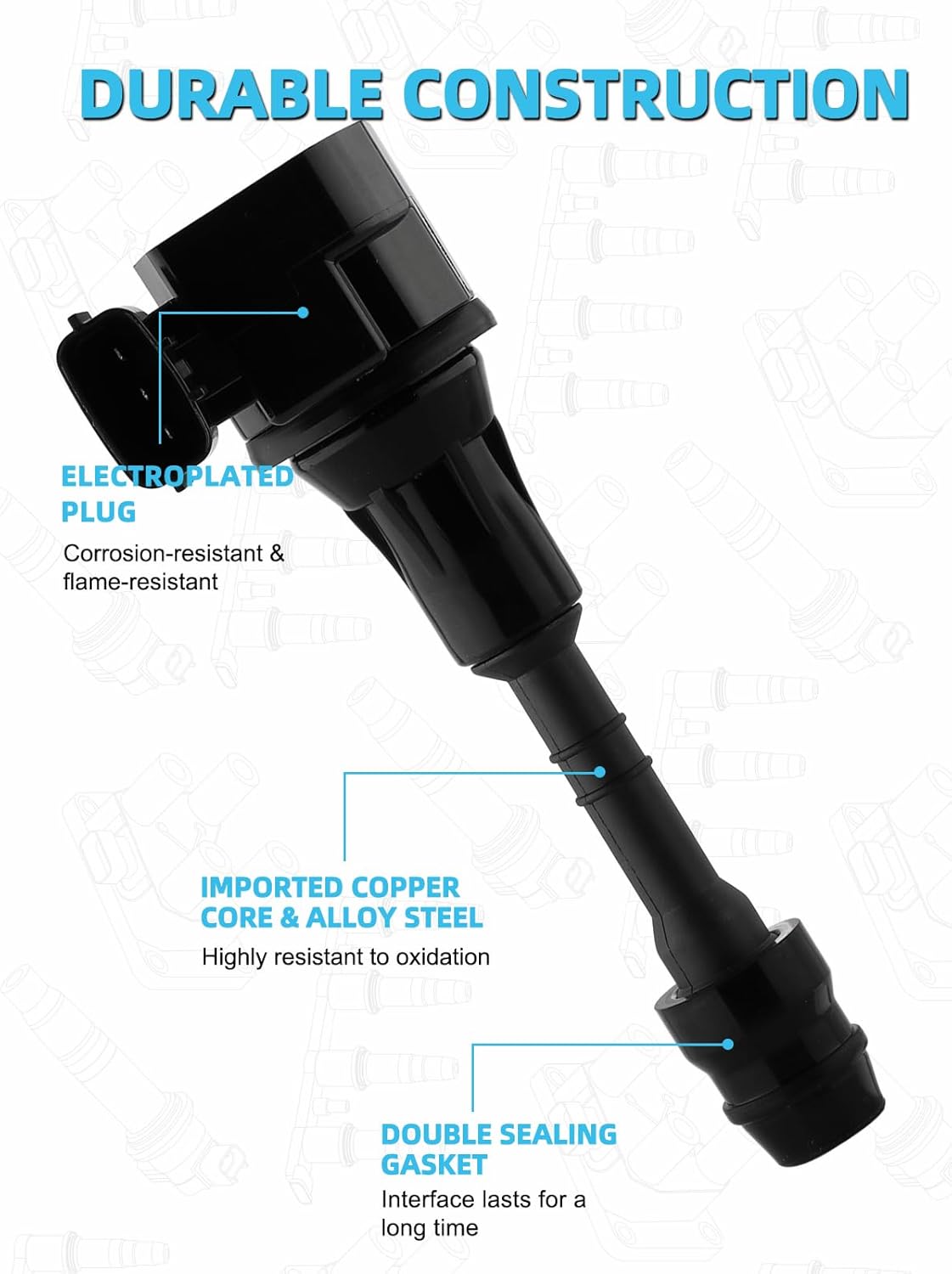 UF401 Ignition Coil with Spark Plug 6 PCS (3.5L ONLY) For 2003-2006 Nissan 350Z,For Infiniti FX35 2003-2008,G35 2003-2007,M35 2006-2008 IGC0007 610-58649