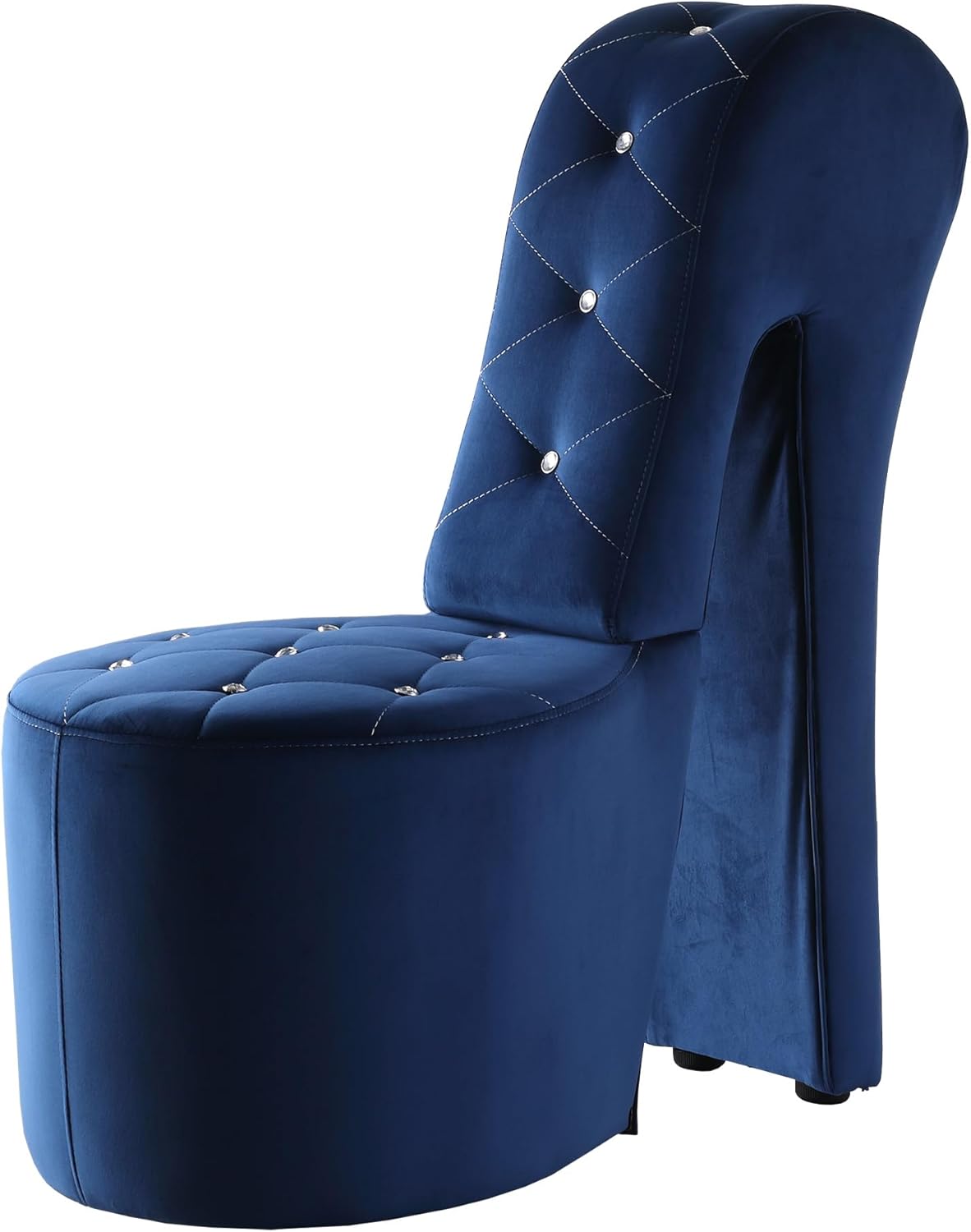 Tristam 40" Modern Glam High Heel Lounge Chair, Armless Chair with Upholstered Crystal-like Buttons and Diamond Stitching, Comfortable Indoor Seating for Bedroom, Living Room (Velvet, Pink)