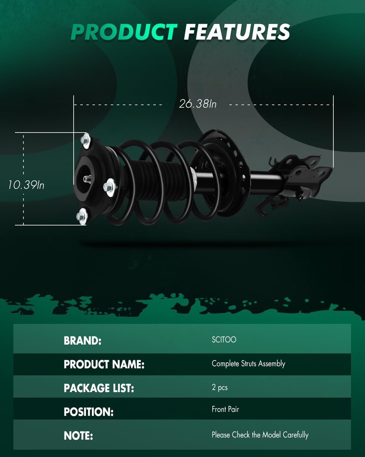 SCITOO Front Shock Absorber Assembly Fit for 2013-2018 for Nissan Sentra, Complete Shock and Strut Assembly Kit Fit for 172948 172947 2PCS
