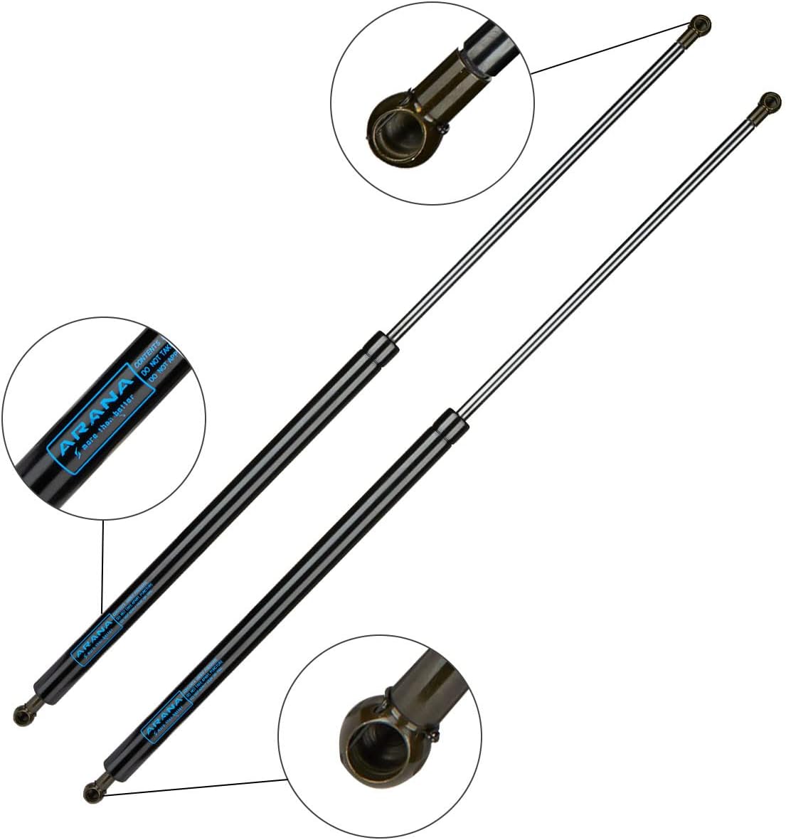 ARANA SF280M300 28 inch 300Lb Gas Struts Spring Shocks 28 inch 1335N Lift Support for Super Heavy-Duty Sled Trailer Tonneau Cover Trap Door Murphy Bed Truck Cover with 13mm Ball Sockets, Set of 2