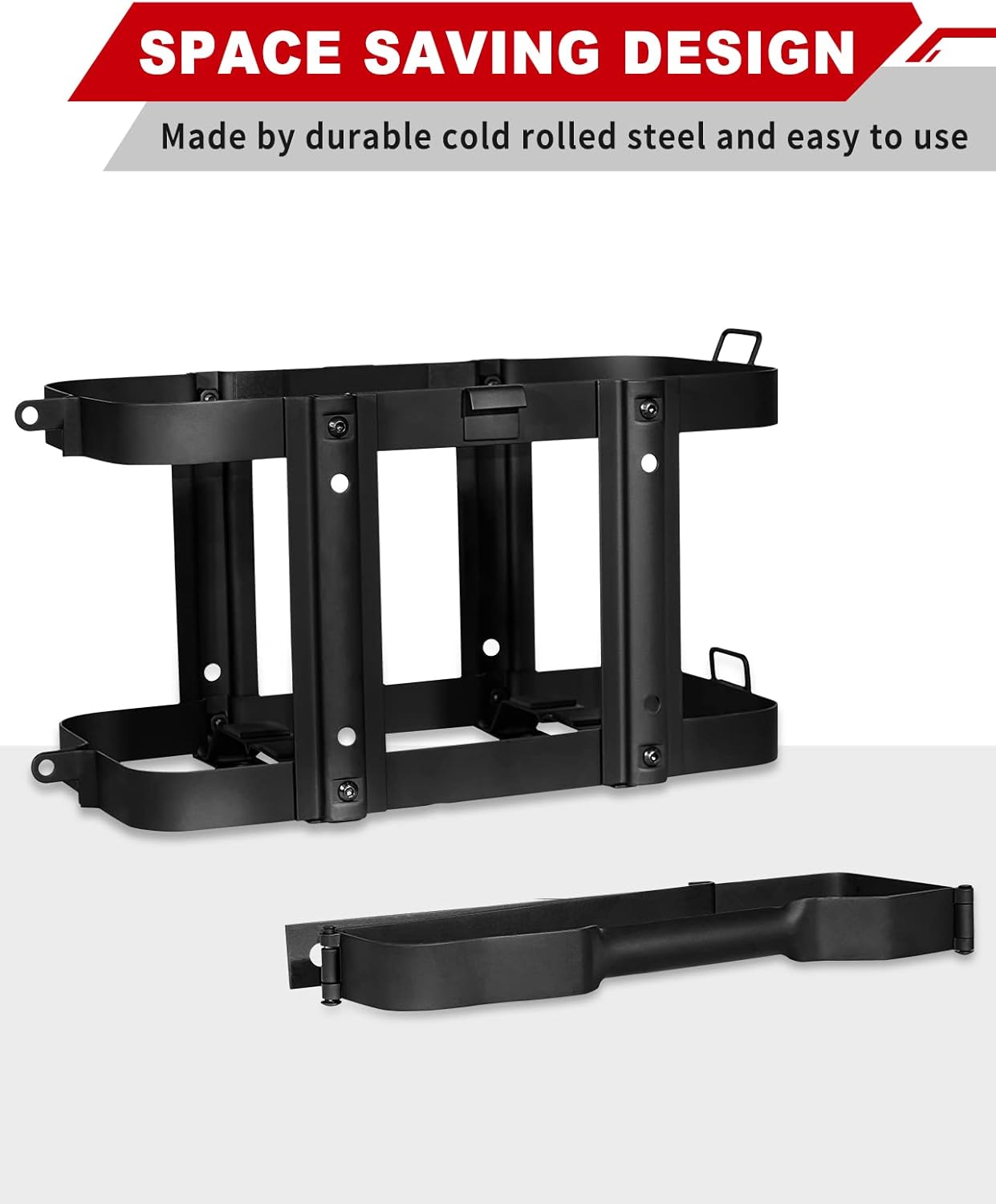 2 Pack Upgrade Jerry Can Mounting Holders, 5 Gallon (20 Liter) Black Double Lockable Jerry Gas Can Holder Racks
