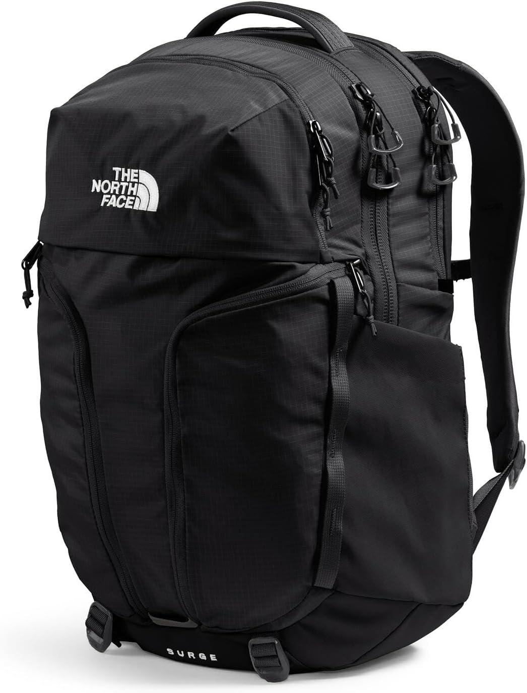 THE NORTH FACE Women's Surge Commuter Laptop Backpack | Everyday Travel Bag with 16" Laptop Sleeve, Water-Repellent Finish, Women-Specific Fit, TNF Black/TNF Black-NPF, One Size