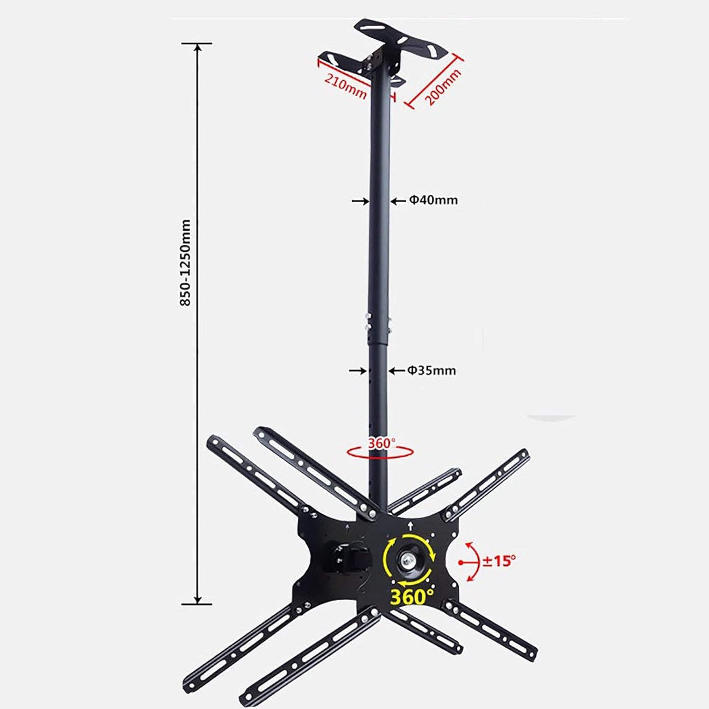 Universal TV Stand Dual Sided Ceiling TV Mount Bracket, Full Motion 360° Rotation TV Bracket Fits 32-75 Inch Flat Panel Televisions, Max VESA 400x400mm (Size : 2m) ()