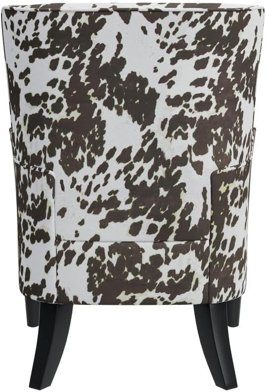 Shelter High Back Wingback Arm Chair in Velvet Brown Cow Print - Accent Chair for Living Room