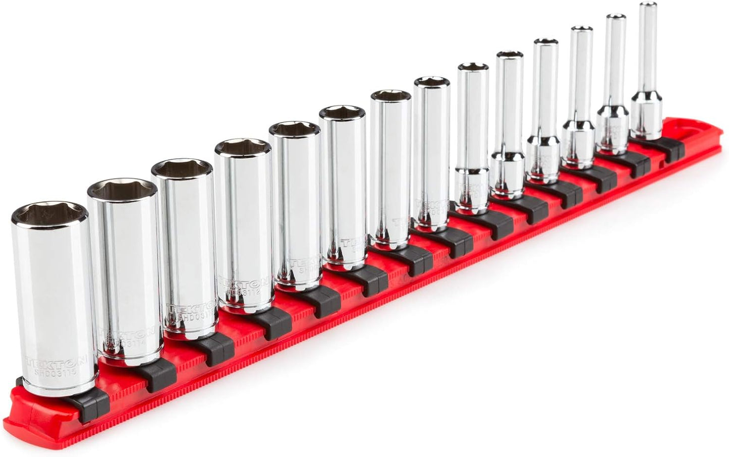 TEKTON 1/4 Inch Drive 6-Point Socket Set with Rails and Trays, 50-Piece (5/32-9/16 in., 4-15 mm) | SHD90215