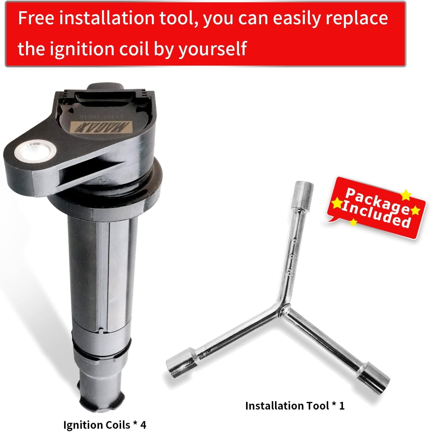 Set of 4 Ignition Coils UF499 C1543 Compatible with Hyundai Kia Dodge 2006 2007 2008 2009 2010 2011 Accent Rio Rio5 Attitude - L4 1.6L