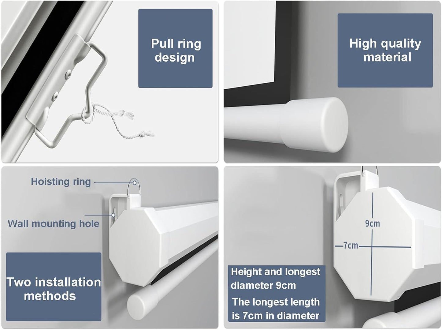 Ceiling Wall Mounted Retractable Projector Screen, 4:3/16:9 HD Manual Pull Down Wrinkle-Free Projection Screen, for Home Theater Conference Movie Presentation (84inch 16:9