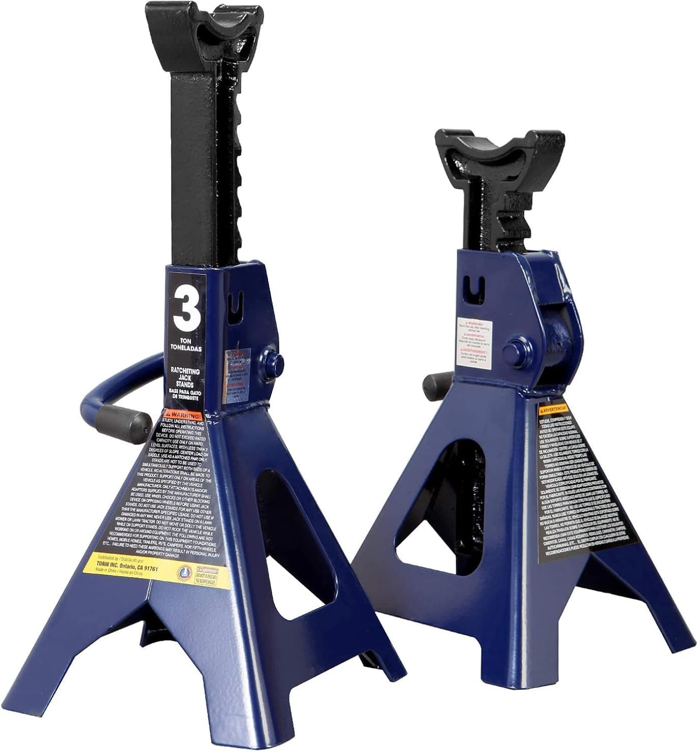 BIG RED AT46002ABR Torin Double Locking Steel Jack Stands, 2 Pack, 6 Ton (12,000 lb), Black