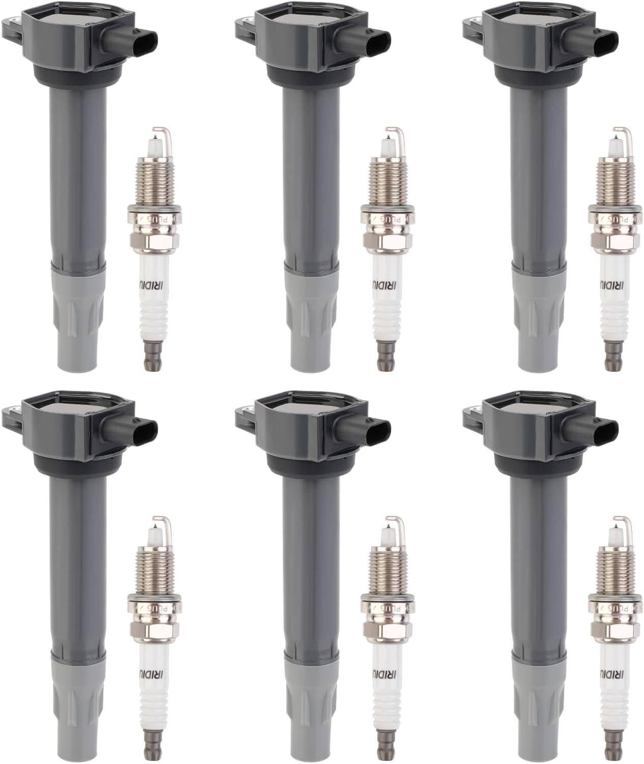 Set of 6 Ignition Coils Pack UF569 and Iridium Spark Plug 90117 compatible with GMC Acadia Canyon Terrain Chevy Caprice Colorado Equinox Malibu Cadillac ATS CTS Buick Pontiac Saturn Suzuki