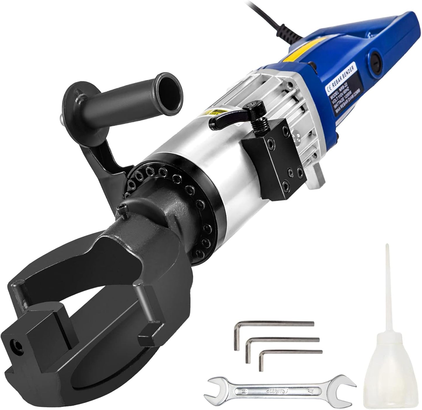 VEVOR Electric Hydraulic Rebar Bender, 1500W Portable Rebar Bending Machine, Bending up to 3/4 Inch #6 (6-20mm) within 4 Seconds, High Power Steel Rebar Bender w/Tool Case Oil Can,Black Blue RN-22