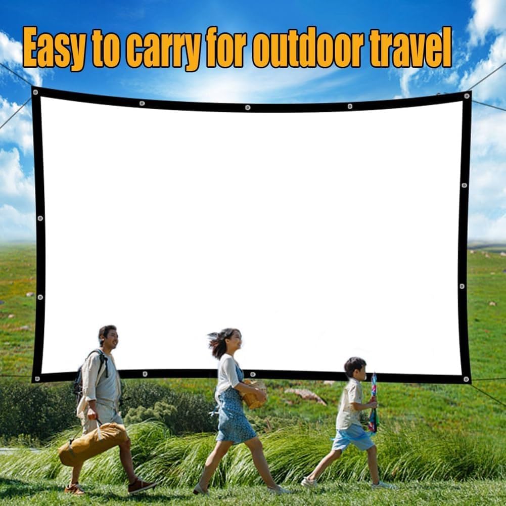 ASSYA 4:3 Portable Projector Screen, Outdoor Camping Home Folding Large Size High-Definition Black Bottom Opaque Windproof Movie Background Cloth,250 inches