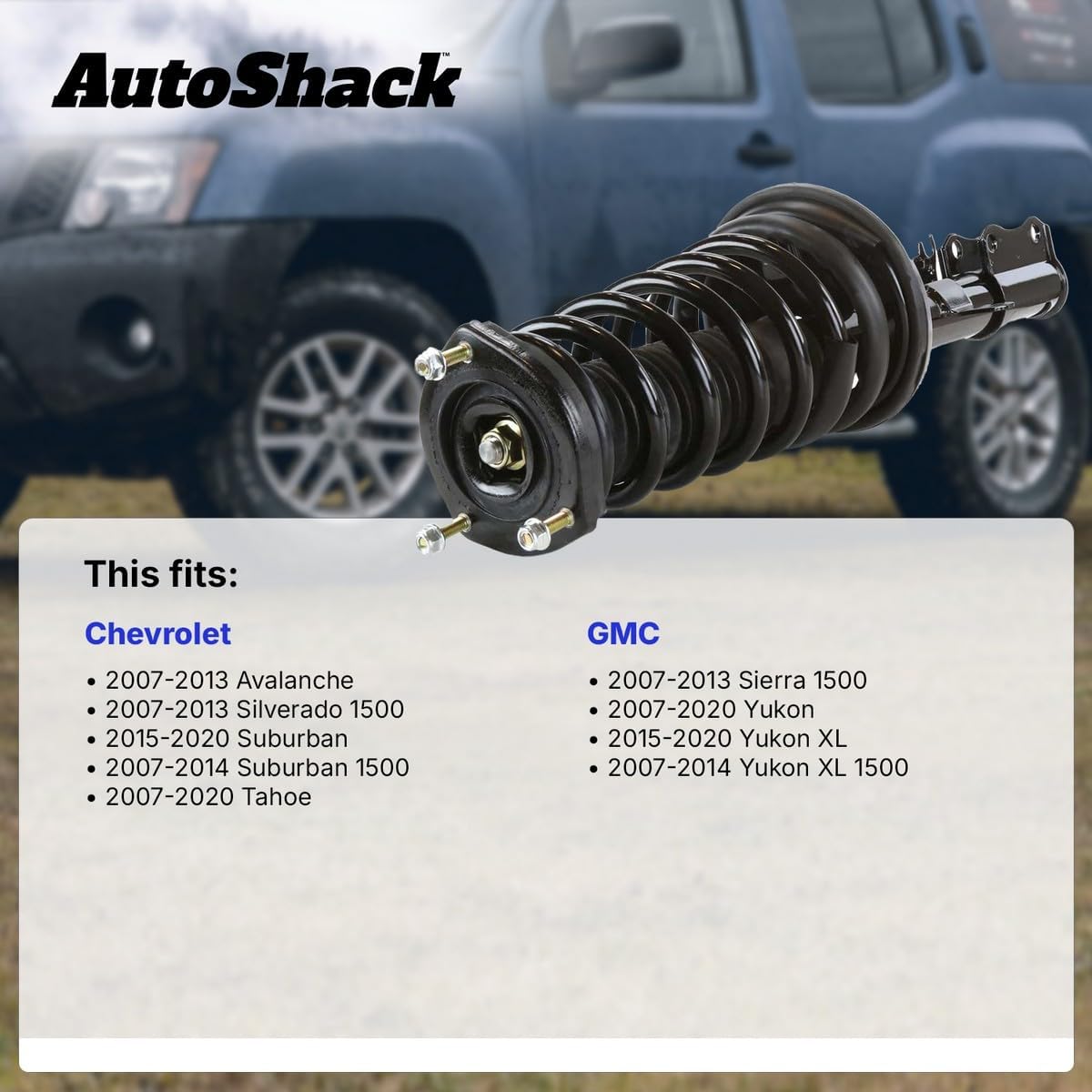 AutoShack Front Complete Strut & Coil Spring Assembly Set for Chevrolet Silverado 1500 Tahoe Suburban 1500 GMC Sierra 1500 Yukon XL 4WD RWD | Driver or Passenger Side Replacement Kit CST100138