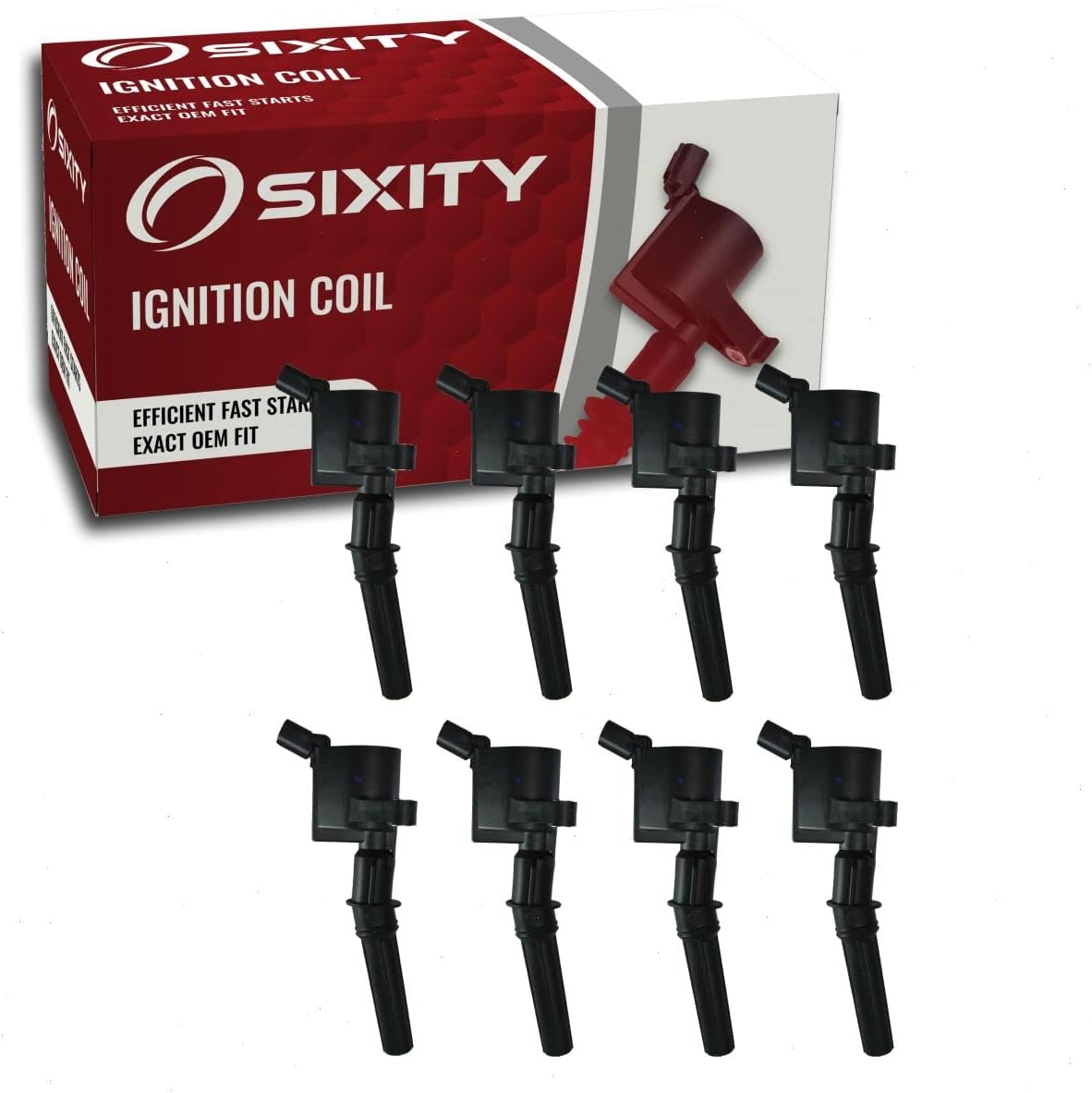 Sixity Auto 8 pc Ignition Coils compatible with Ford E-150 Econoline Club Wagon 4.6L 5.4L V8 1997-2002