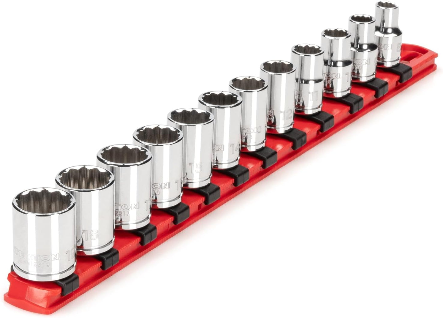 TEKTON 3/8 Inch Drive 12-Point Socket Set with Rails and Tray, 30-Piece (1/4-1 in.) | SHD91210