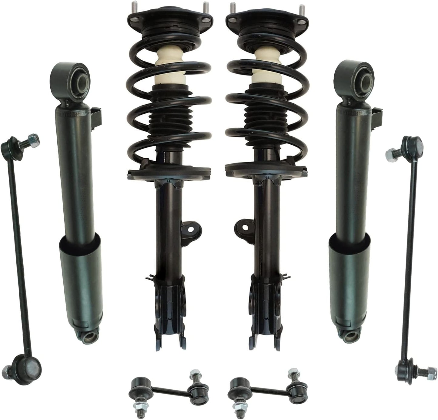 TRQ Front and Rear Suspension Kit Complete Strut & Coil Spring Assembly Shock Absorber Sway Bar Stabilizer Link Compatible with 06-13 BMW