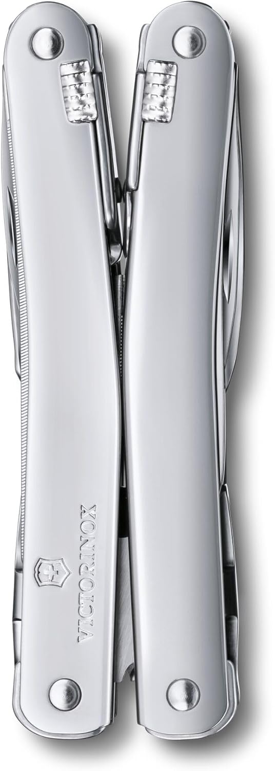 Victorinox Swiss Tool Spirit X Swiss Army Knife, 24 Function Swiss Made Multitool with Large Blade, Pliers and Wire Cutter - Silver with Nylon Pouch