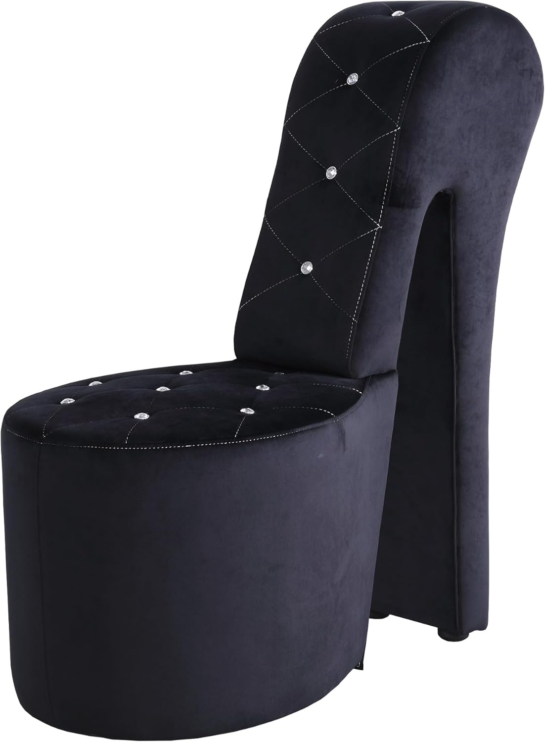 Tristam 40" Modern Glam High Heel Lounge Chair, Armless Chair with Upholstered Crystal-like Buttons and Diamond Stitching, Comfortable Indoor Seating for Bedroom, Living Room (Velvet, Pink)