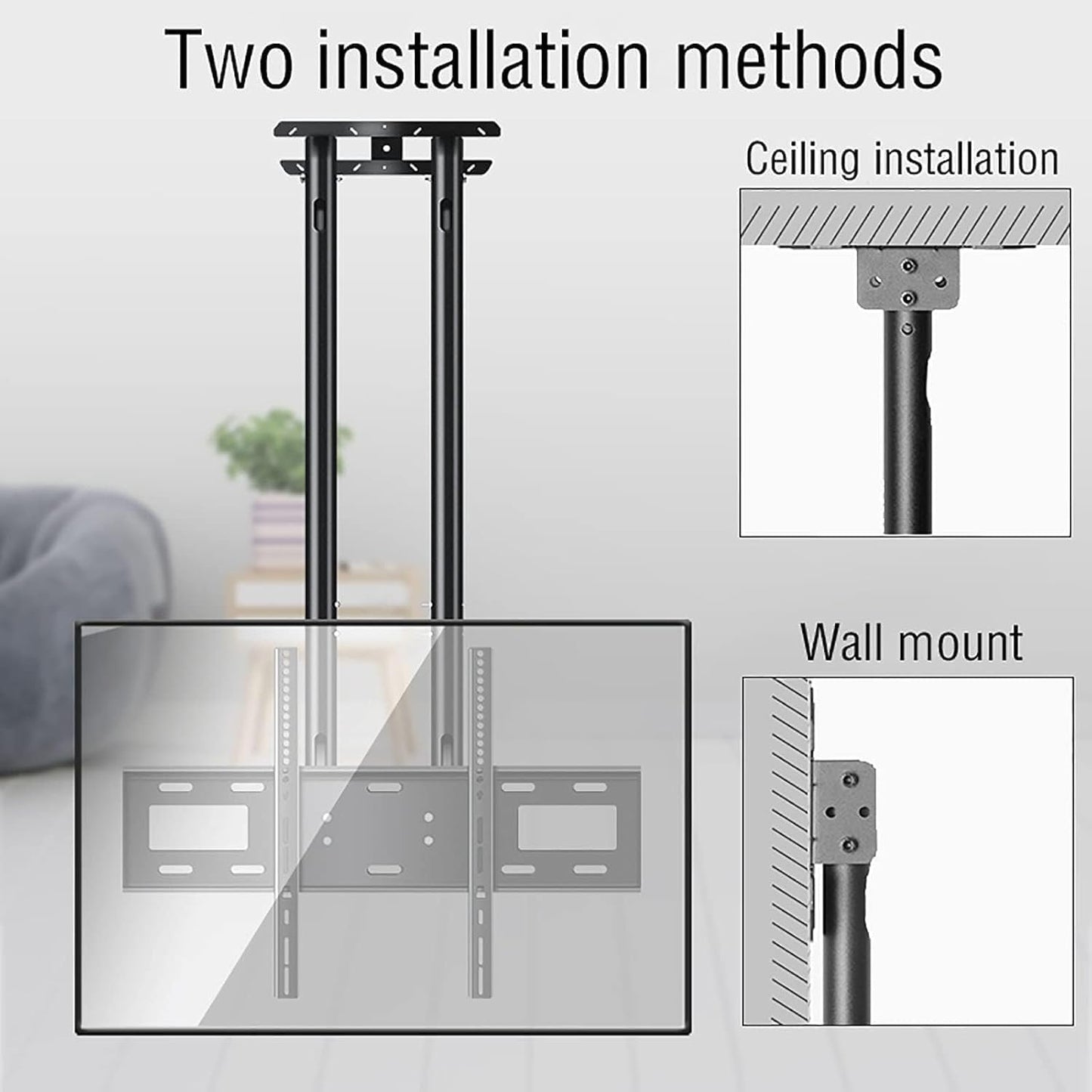 TV Wall Bracket Adjustable Ceiling TV Mount Bracket, 2 Post Single Sn TV Mount, VESA Max 900x600mm for 26-70 inch TVs