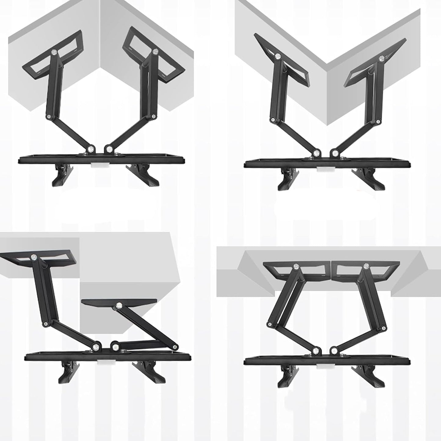 Six-arm Corner, Full Motion Wall Mount with Swivel Tilt for 32 to 70 Inch Flat Screen TVs, Dual Base Design