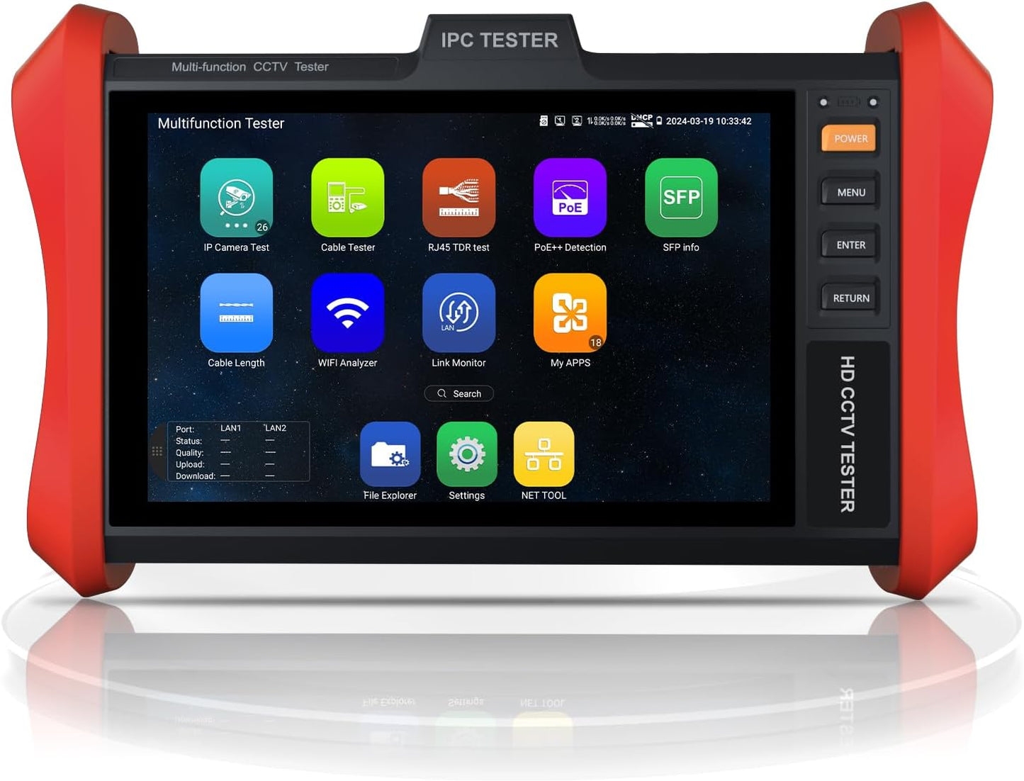 4K 12MP IP Camera Tester, WANLUTECH 90W PoE Power Output 8'' Touchscreen CCTV Test for 8MP TVI CVI AHD CVBS Cameras, SFP Test, RJ45 Cable TDR Test, WiFi Network Tools, HDMI VGA (E89)