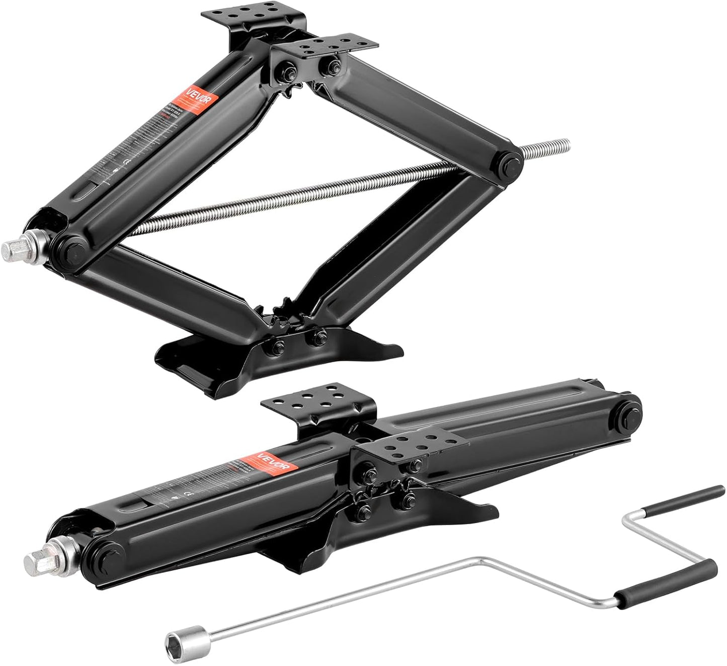 VEVOR 5000 lbs RV Scissor Jacks, 4-23.4 in RV Stabilizer Leveling Scissor Jacks, Set of 2, Heavy Duty Stabilizer Jack with Crank Handle, Socket and Bubble Levels, Not Easily Bent or Deformed