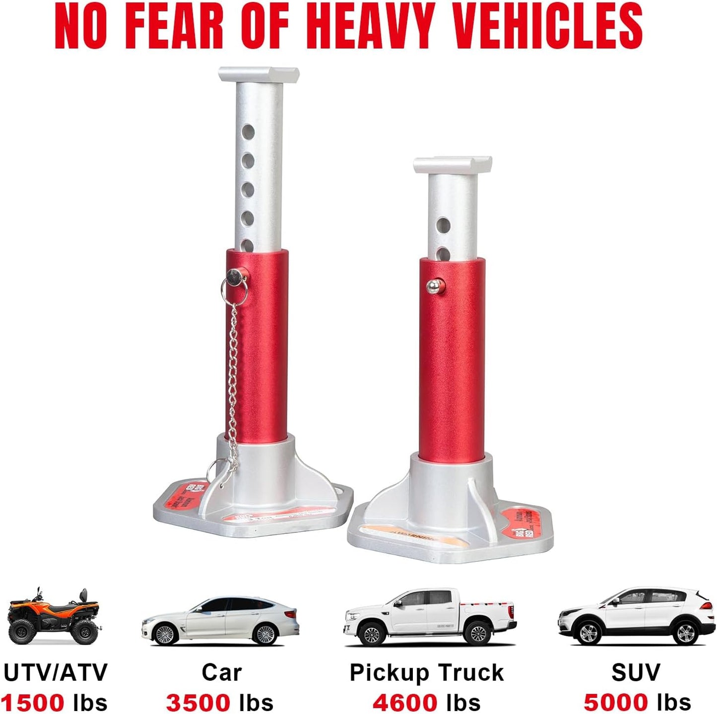 BIG RED T43004 Torin Aluminum Jack Stands with Locking Support Pins: 3 Ton (6,000 lb) Capacity, Red/Silver, 1 Pair